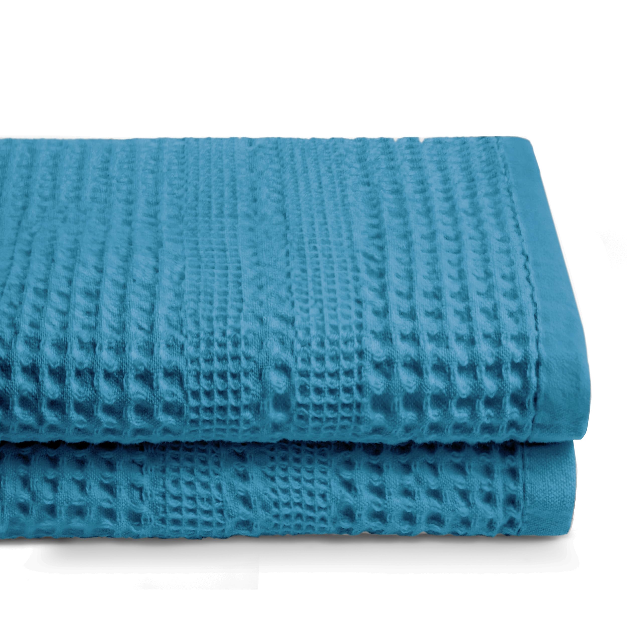 GILDEN TREE Waffle Towels Quick Dry Lint Free Thin  Bath Towel 2 Pack  Classic Style (Aqua)