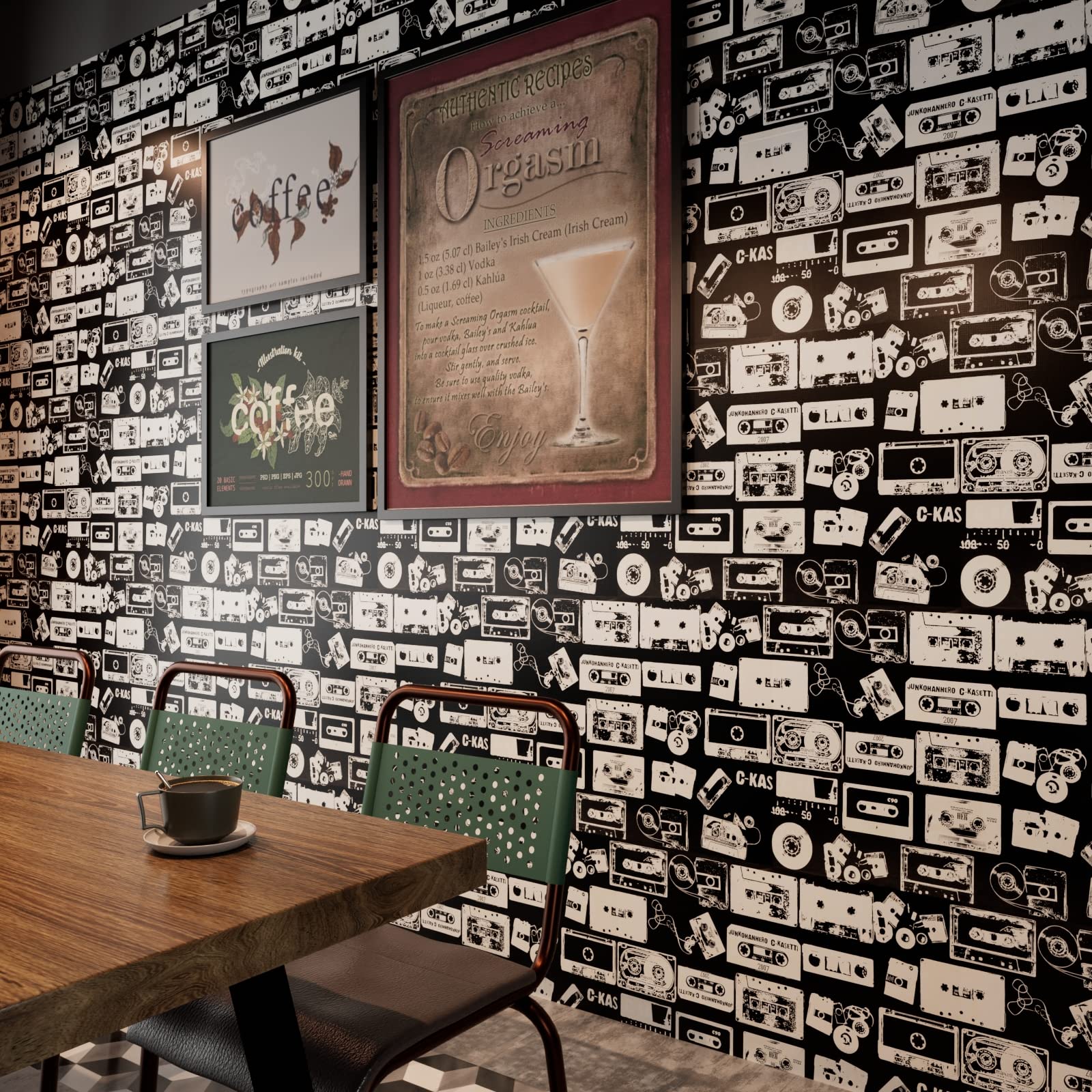 Hellowall 17.71''X 315'' Black And White Wallpaper Removable Wallpaper Stick And Peel Vintage Video Cassette Tape Wall Paper Sti