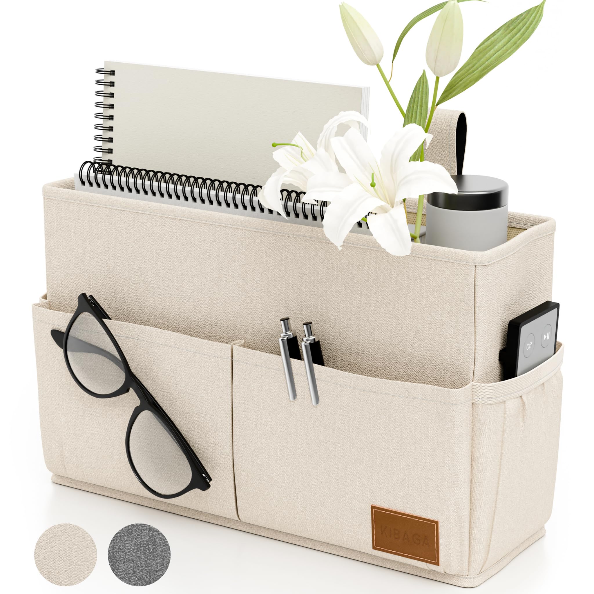 Large Bedside Caddy With Big Pockets And Bottle Holder to Easily Organize All Your Accessories - The Perfect College Dorm Room S