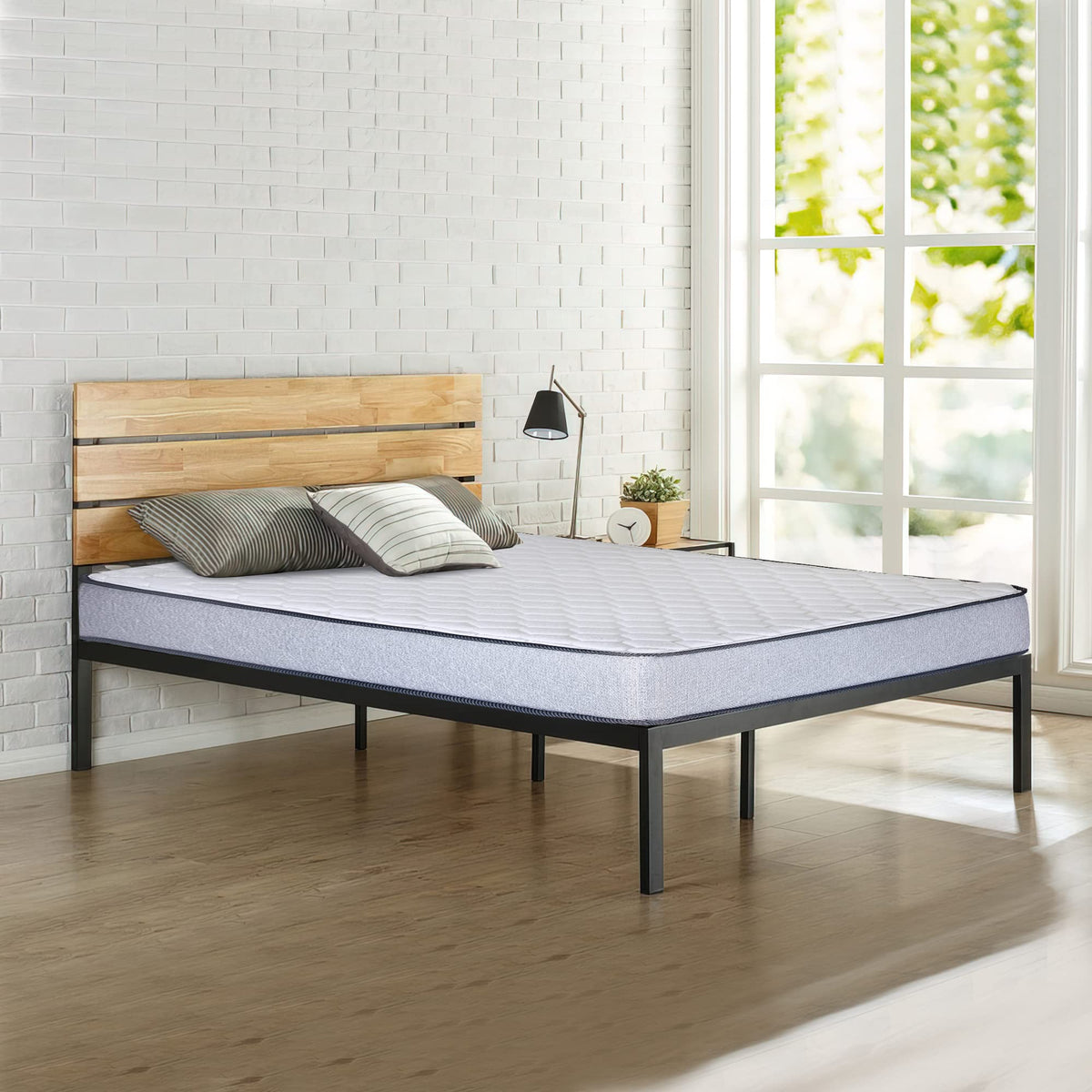 Treaton, Foam Mattress 5-Inch Medium Firm Tight Top High Density Foam Mattress, Queen, Gray