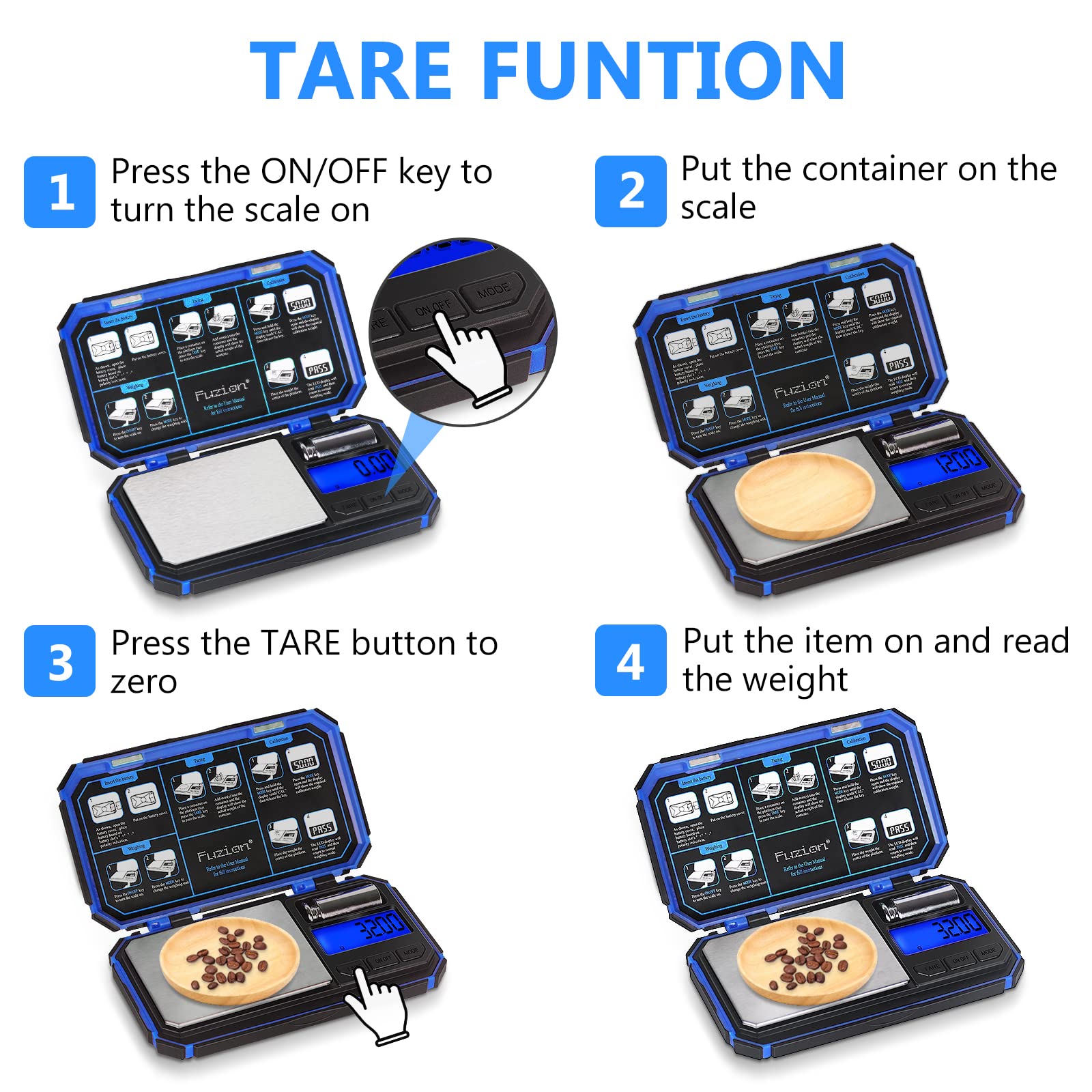 Fuzion Tu-X Digital Pocket Scale, 200G/0.01G Gram Scale With 6 Units For Personal Hobbies, Small Scale For Food Ounces And Grams