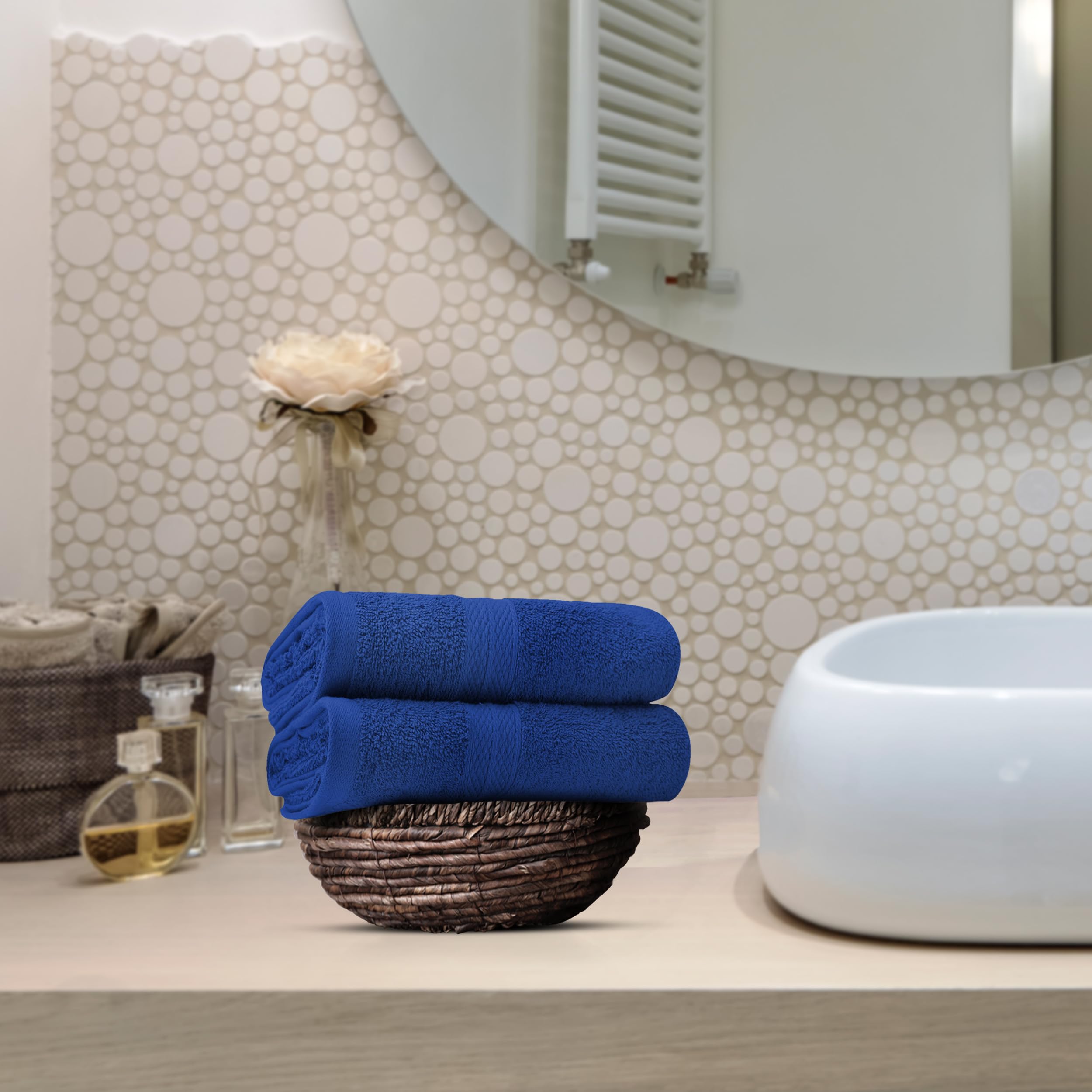Avalon Luxury Hand Towels Size 16x28 Inches Pack of 6 - Premium Cotton  Soft and Highly Absorbent Hand Towels for Bathroom  600 GSM Face Towels  Hotel & Spa Quality  Quick Dry (Royal Blue)