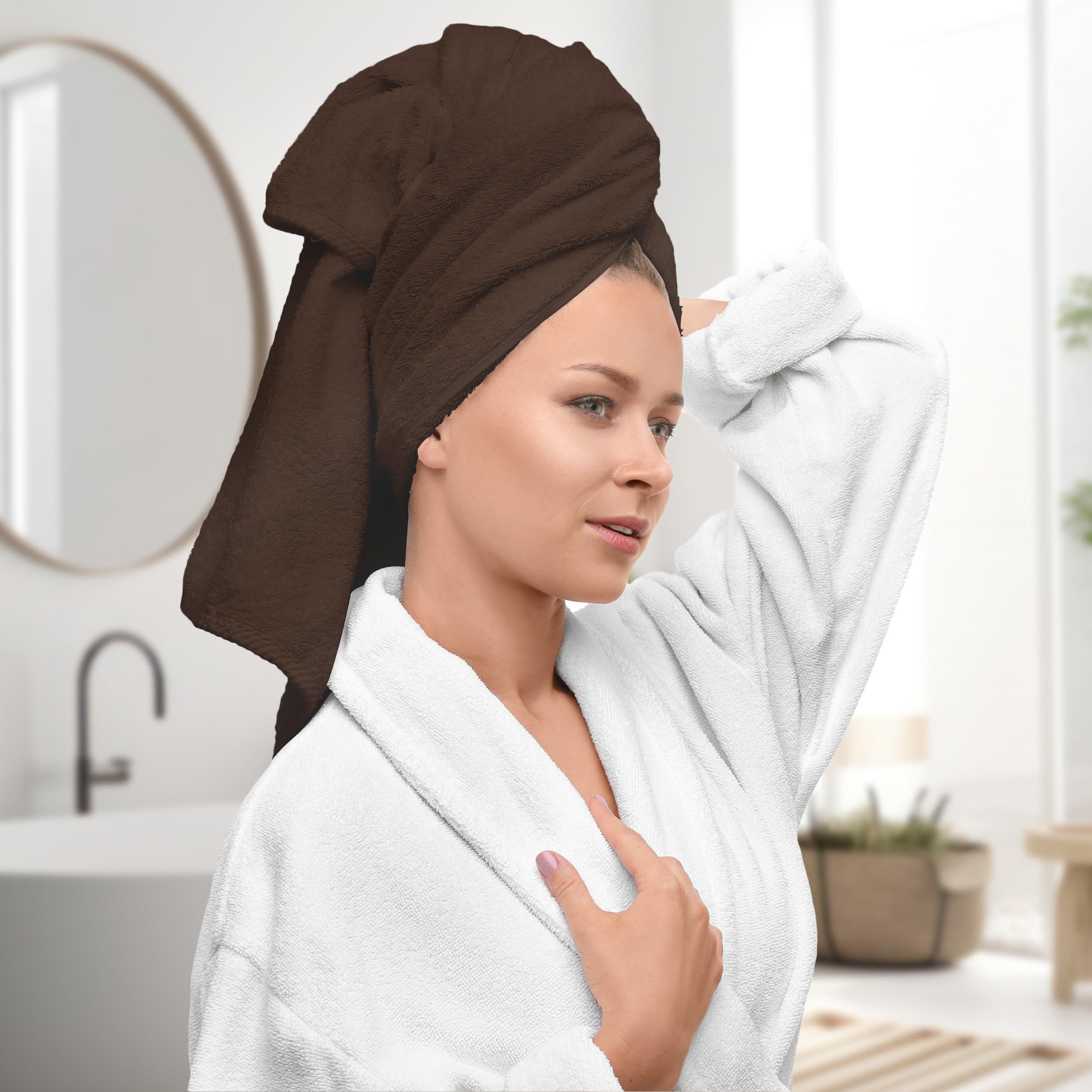 Avalon Towels Luxury 8 Piece Towels Set  2 Bath Towels  2 Hand Towels and 4 Washcloths Ring Spun Cotton 600 GSM  Highly Soft and Absorbent Towels for Bathroom  Hotel and Spa Quality (Brown)