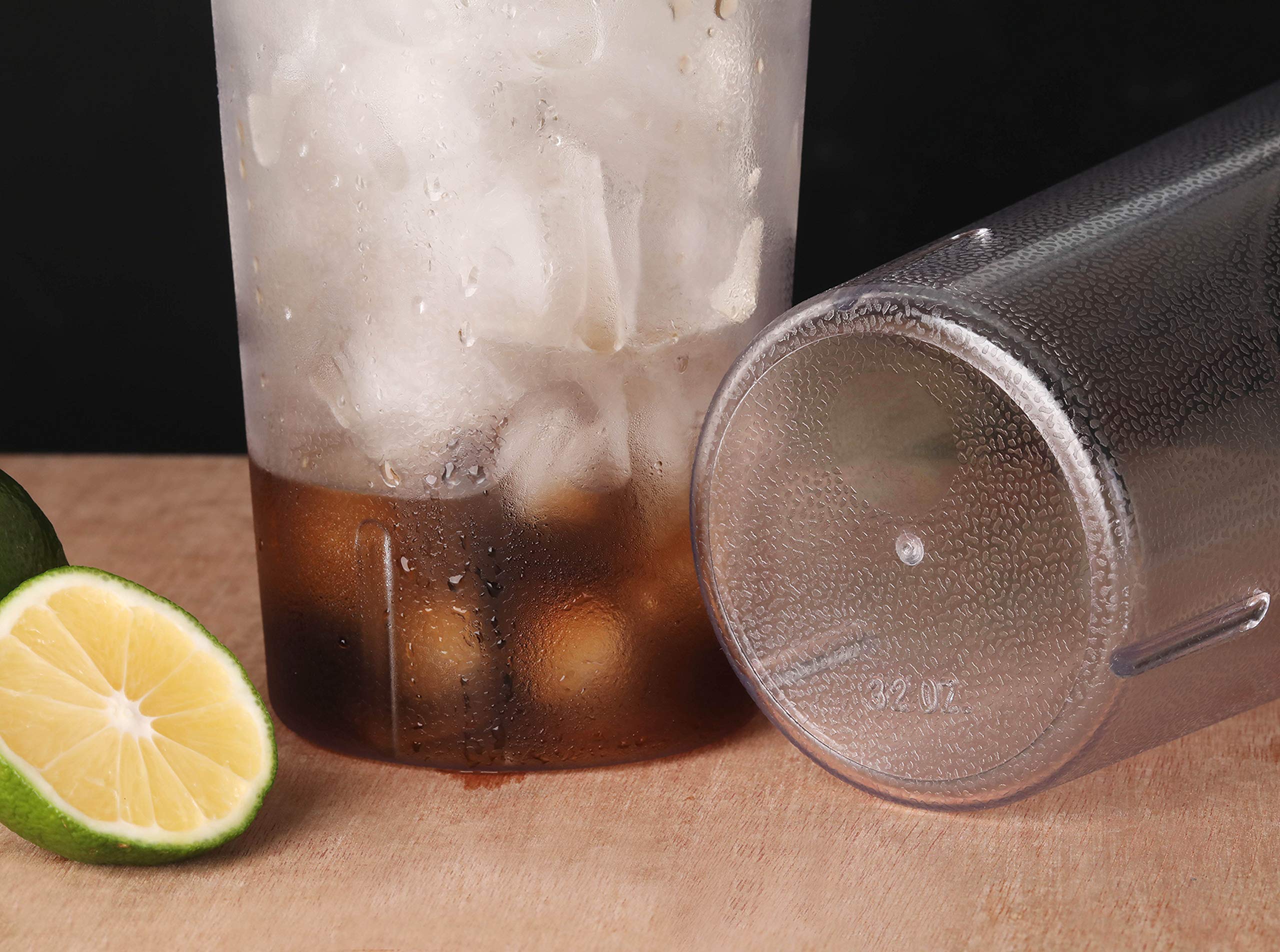 New Star Foodservice 46502 Tumbler Beverage Cups, Restaurant Quality, Plastic, 32 Oz, Clear, Set Of 12