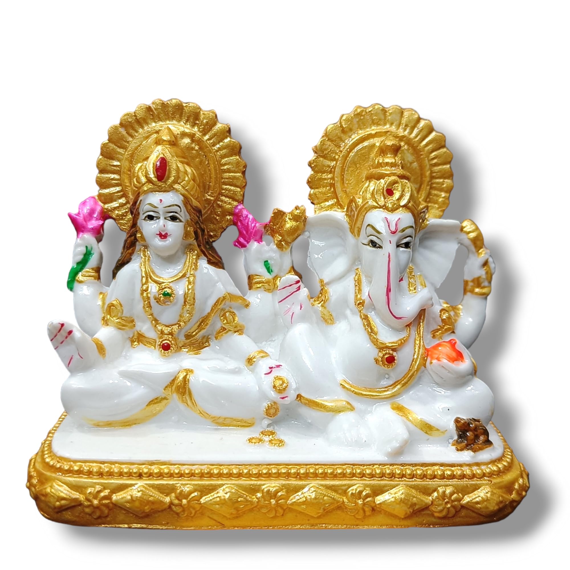 Avg Artistry-Laxmi Ganesh With Single Standy Idol For Car Dashboard & Gift Purpose