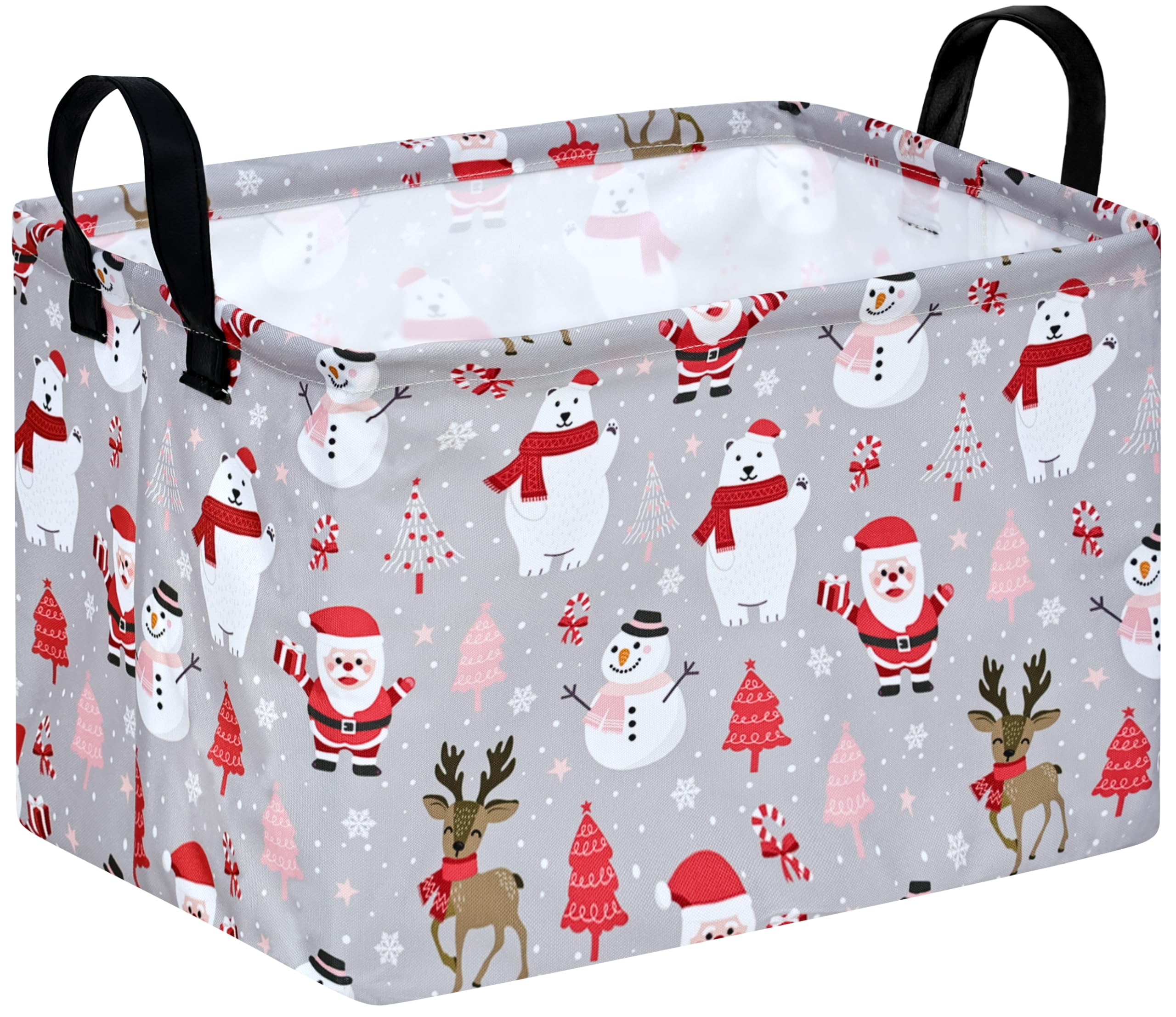 MAIZMZ Christmas Basket for Kids Gifts Santa Claus Snowman Storage Baskets Collapsible Nursery Hamper Waterproof Clothes Toy Bin