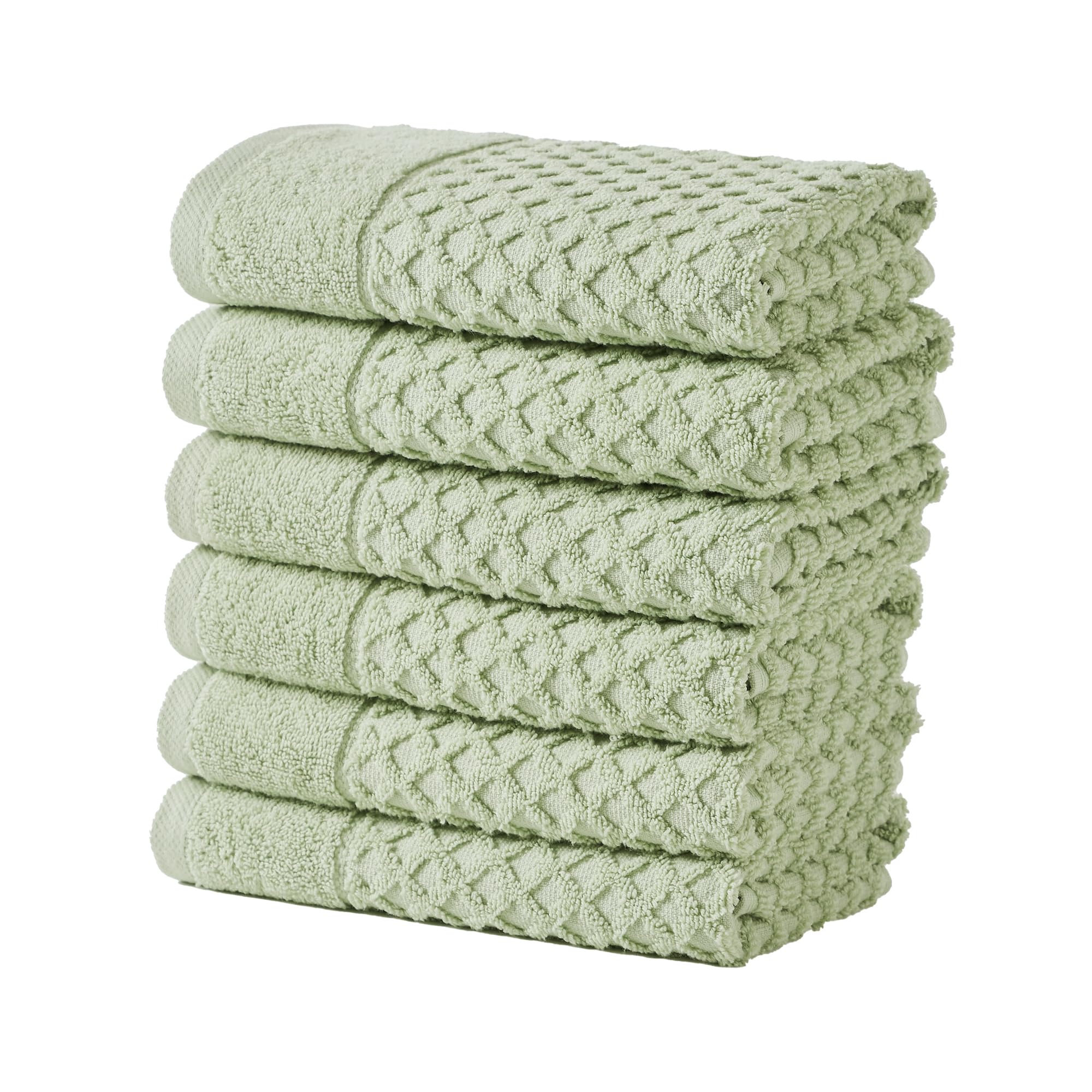 Great Bay Home 100% Cotton Green Hand Towels | 6 Soft Bathroom Hand Towels | Highly Absorbent  Quick Dry Bath Towels | Grayson Collection (Set of 6  Diamond Pale Green)