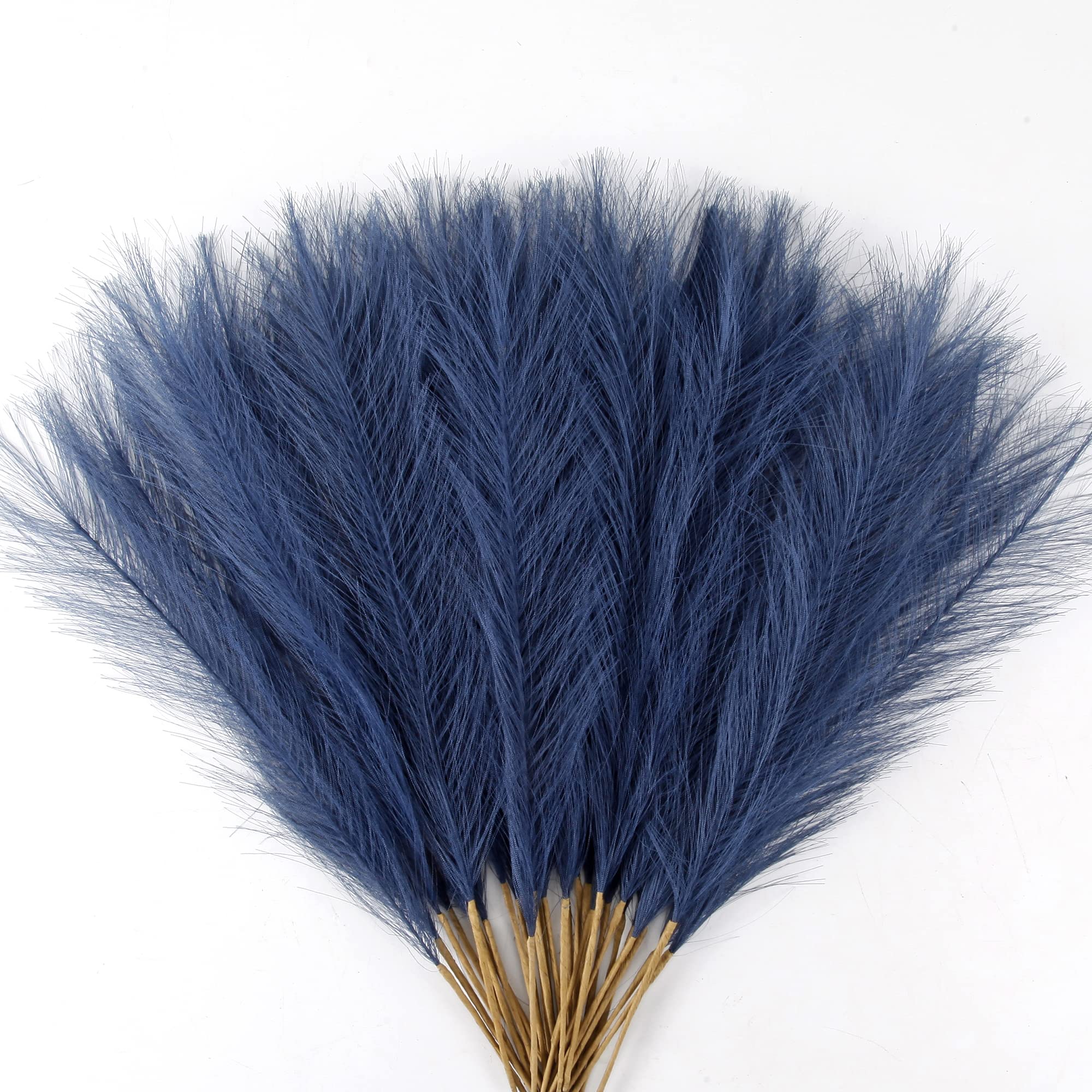 Acfruits Navy Blue Pampas Grass Small, 30 Pcs 17 Faux Pampas Grass Short Decor, Pompas Grass Flower Arrangement and Vase Filler 