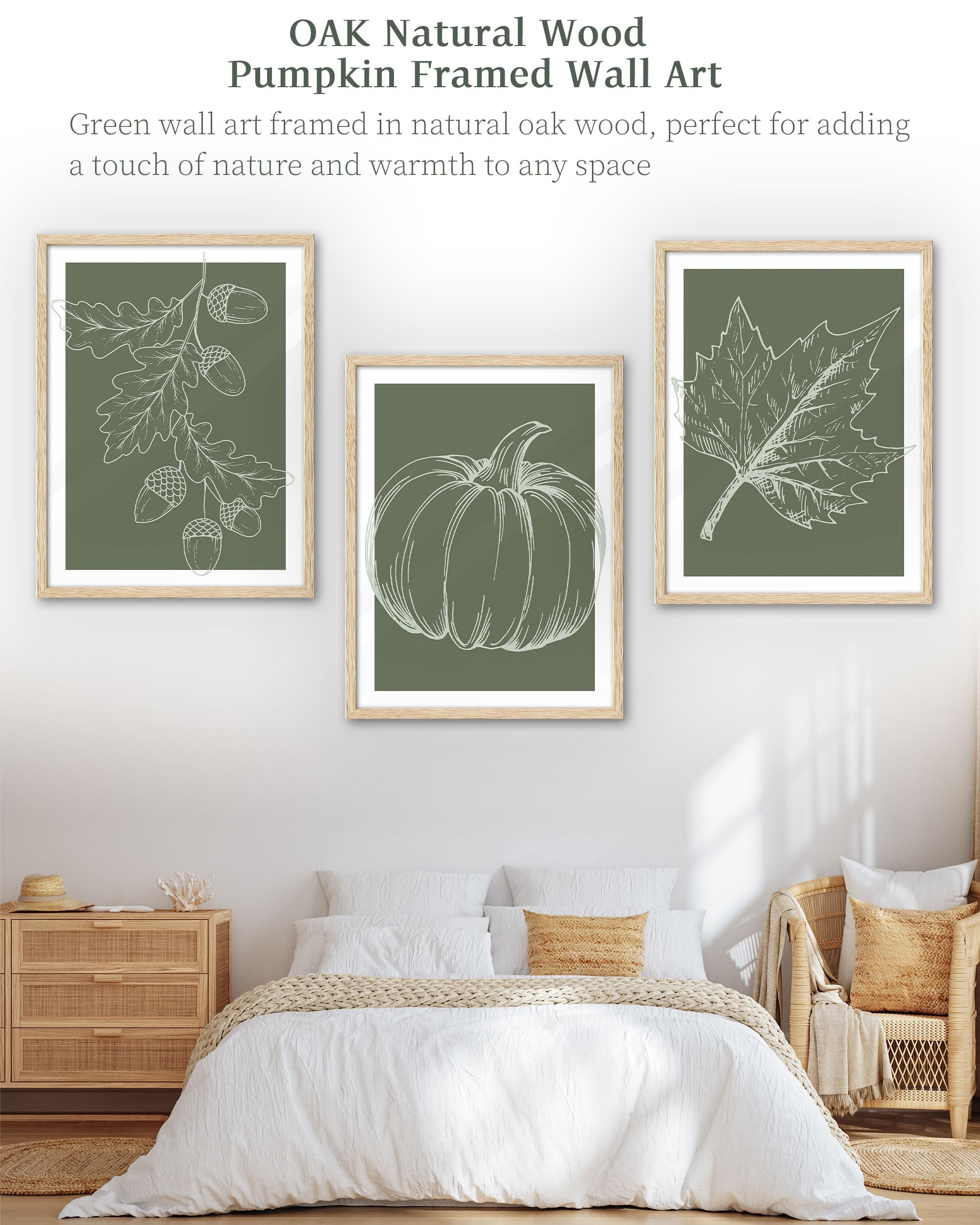 Ihery Natural Oak Wood Framed Floral Wall Art, 12X16 In Set Of 3 Wildflower Canvas Prints, Beige Narrow Frame Botanical Flower D