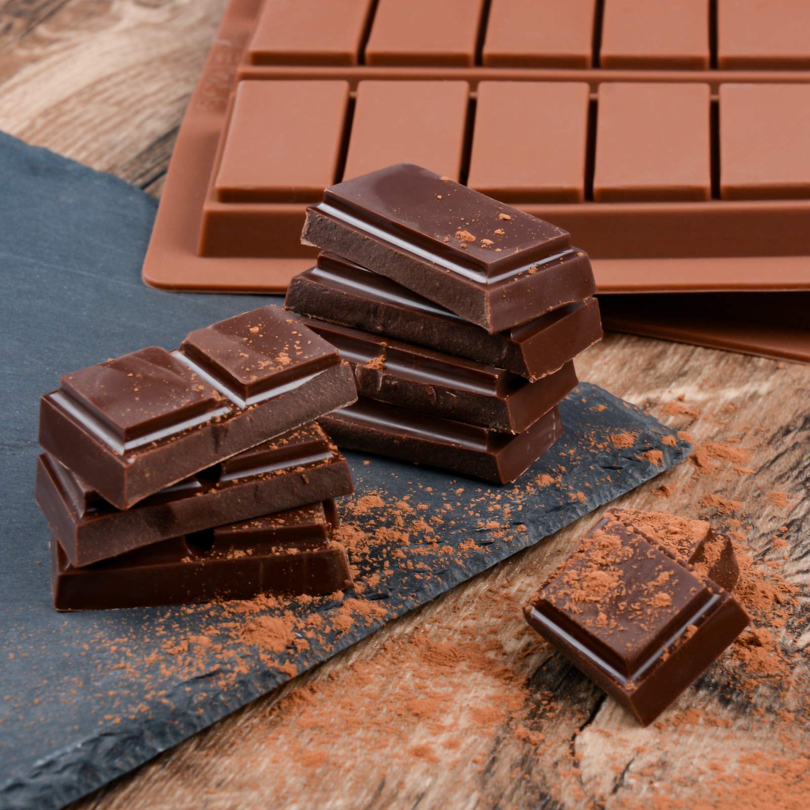 Fimary Chocolate Molds - Non-Stick Chocolate Candy Molds, Food Grade Silicone Chocolate Bar Mold For Baking, Candy, Chocolate Sn