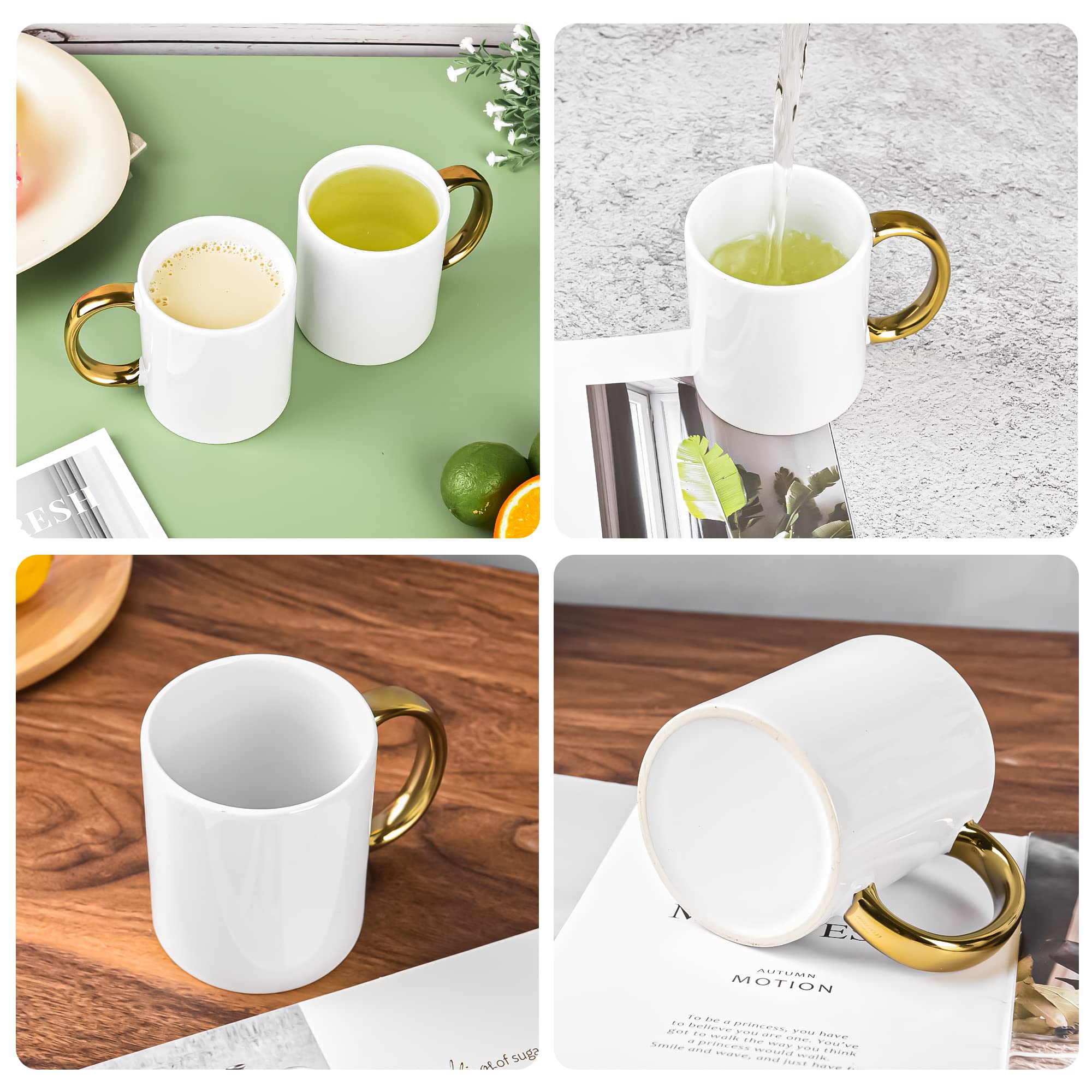 Bycnzb 12 Oz Set Of 6 White Mugs Sublimation Blank Mugs Diy Coated Ceramic Mugs For Coffee Tea, Latte, Cappuccino Cocoa Or Diy G