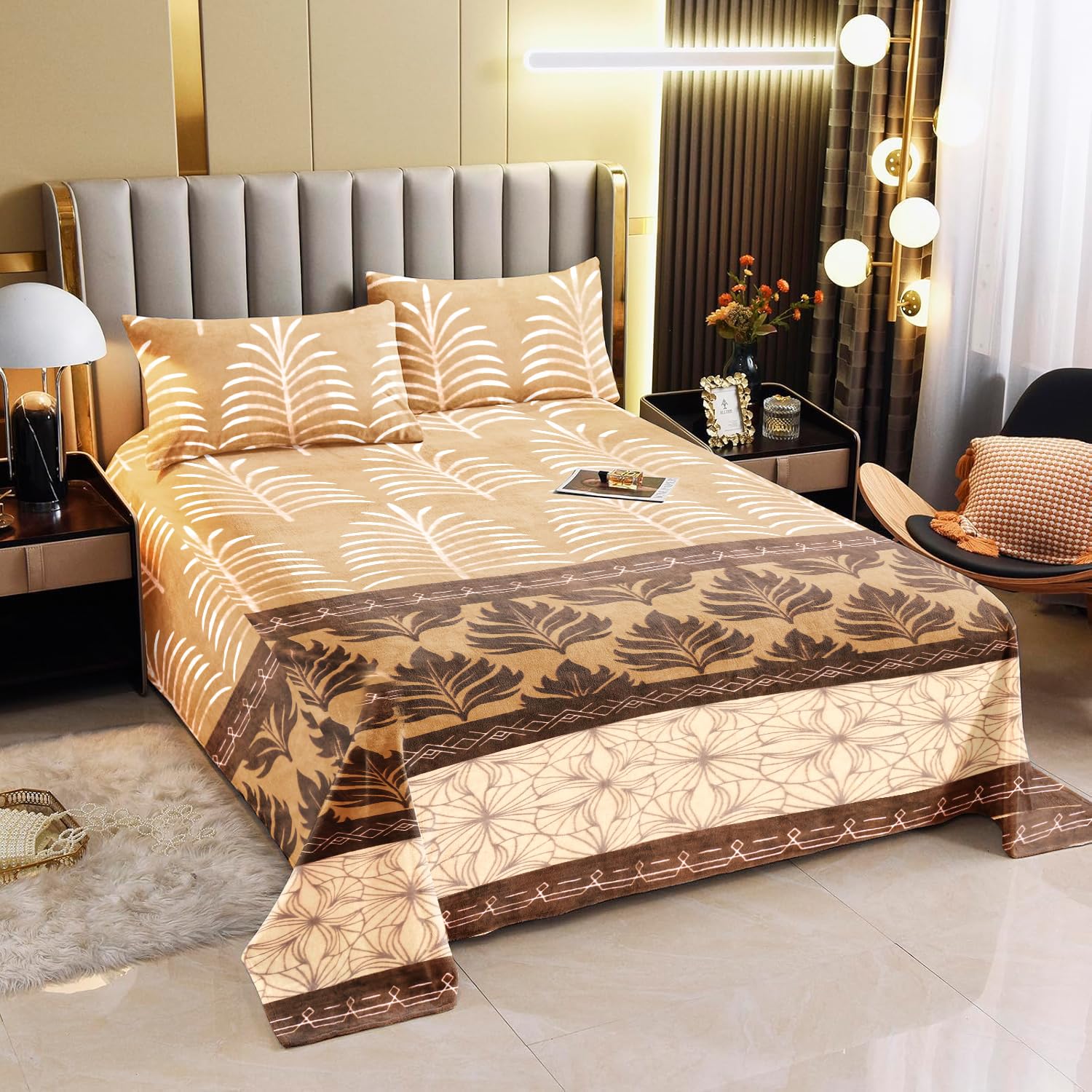 Cloth Fusion Warm Winter Bedsheet For Double Bed King Size With 2 Pillow Covers, Cozy Woolen Bedsheets For Double Bed (90X100 In