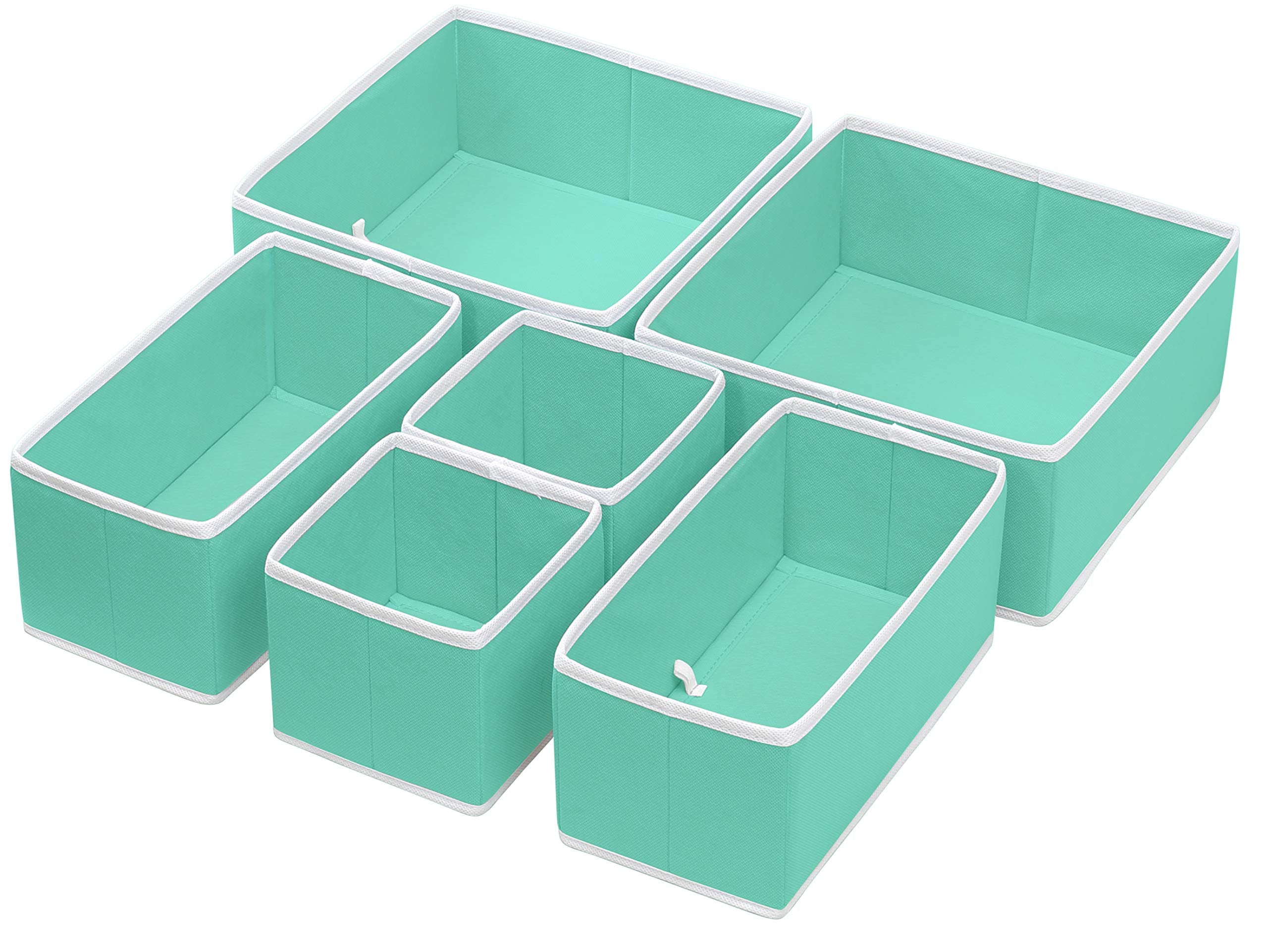 Simple Houseware Foldable Cloth Storage Box Closet Dresser Drawer Divider Organizer Basket Bins for Underwear Bras, Turquoise (S