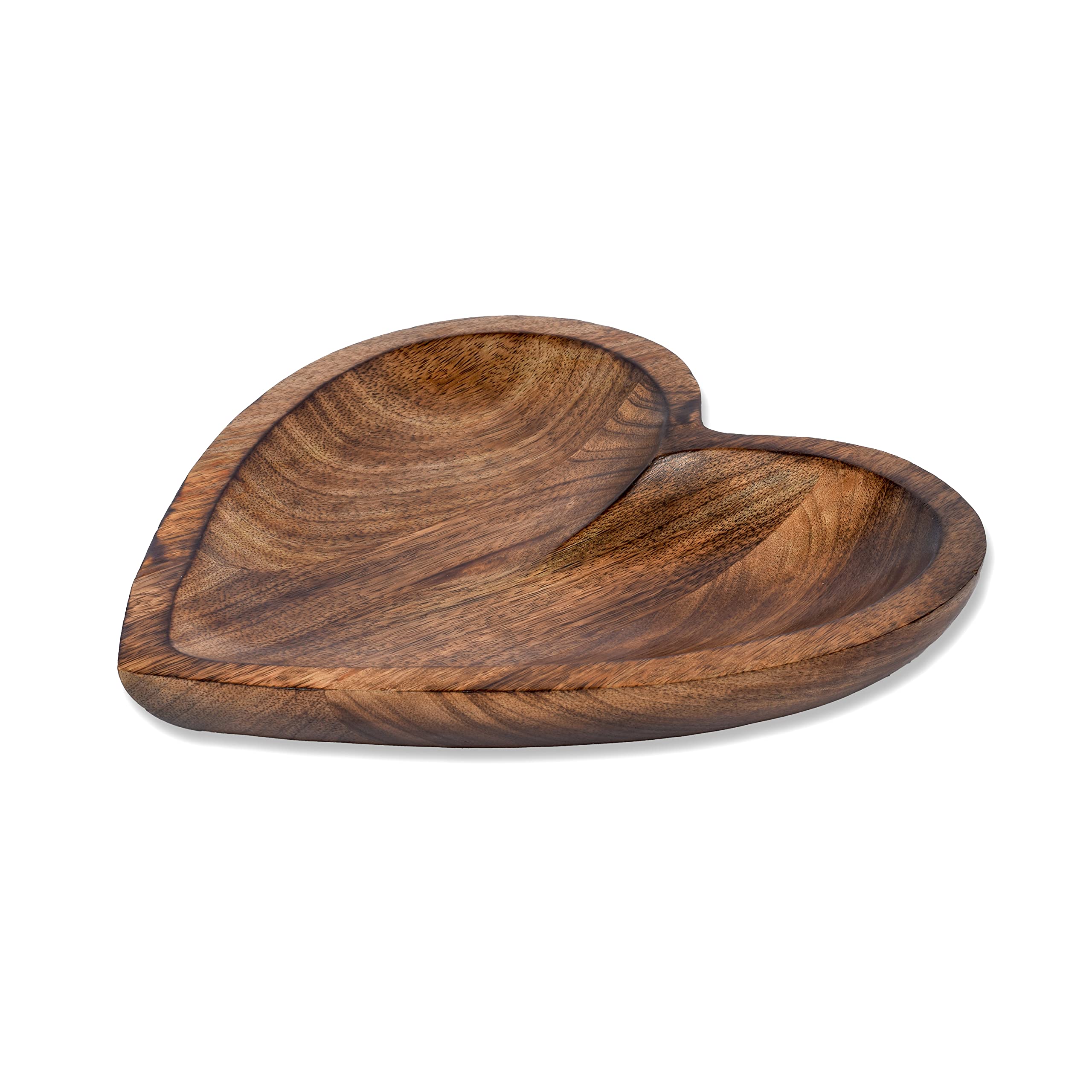 EDHAS Mango Wood Heart Curved Shaped Decorative Bowl for Table Centerpieces Home Party Wedding D  cor (10 x 10 x 1.5)