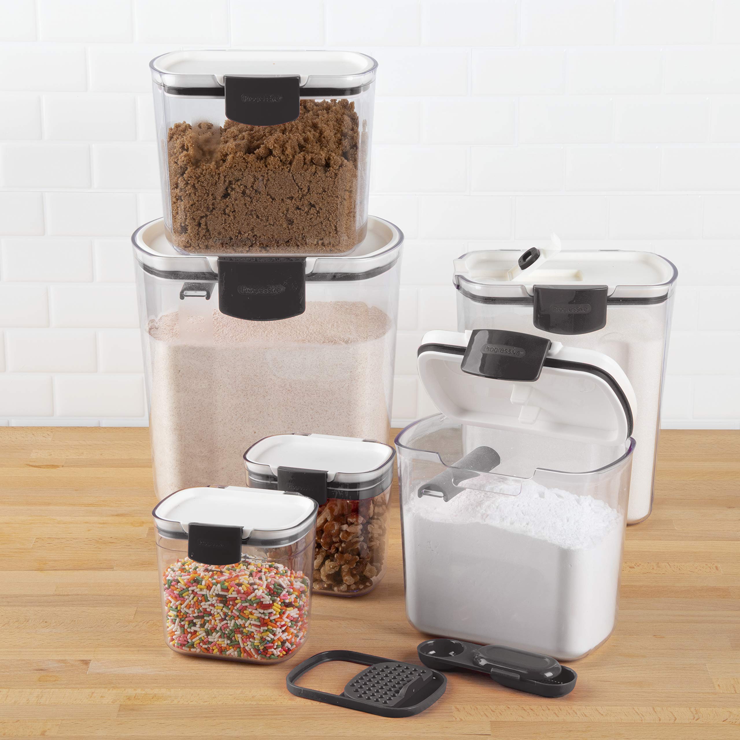 Progressive Prokeeper Baker'S Airtight Kitchen Storage Canister Container Set For Flour, Sugar & More, Keeps Ingredients Fresh,