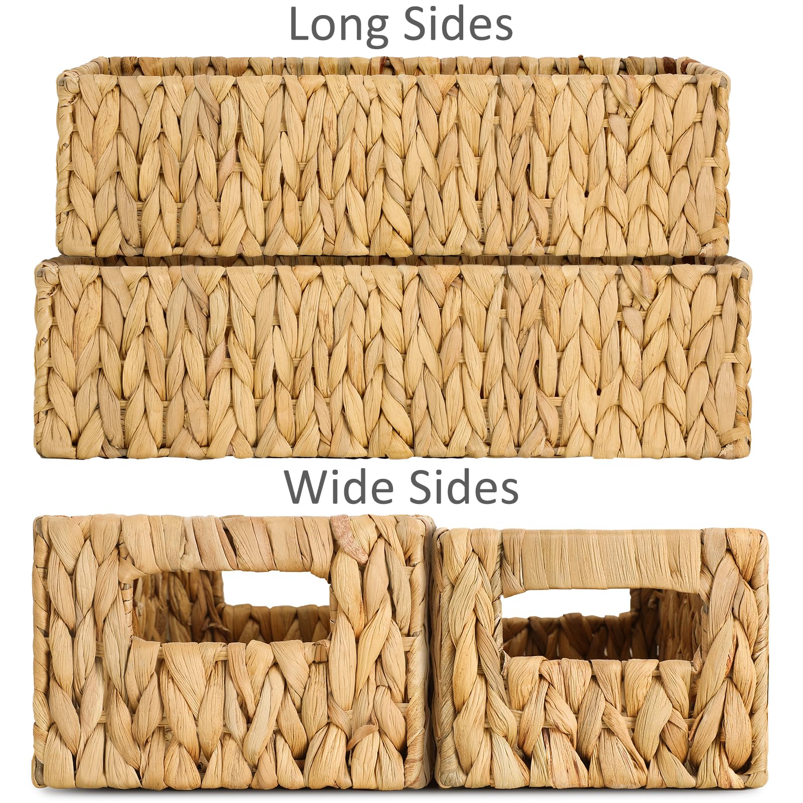 Graciadeco Nesting Small Wicker Basket, Water Hyacinth Toilet Paper Baskets Bathroom Organizer Woven Long Narrow Baskets For Org