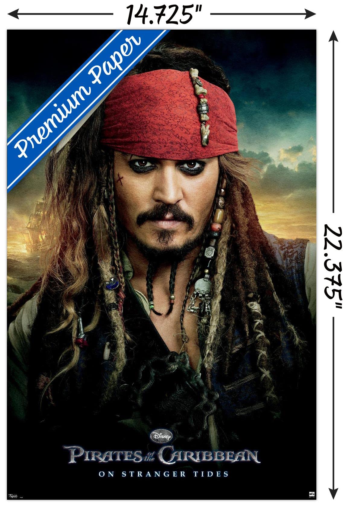 Trends International Disney Pirates Of The Caribbean: On Stranger Tides - One Sheet Wall Poster, 14.725'' X 22.375'', Premium Un