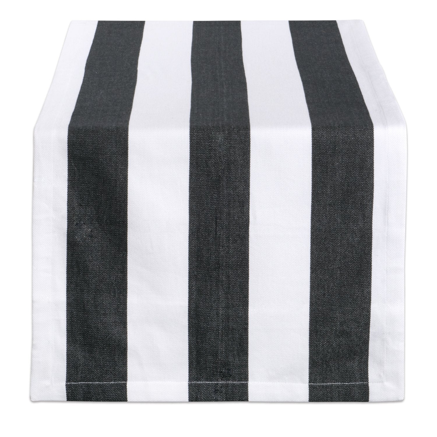 DII Cabana Dobby Stripe Tabletop Collection, 18x108-inch Table Runner, Black & White