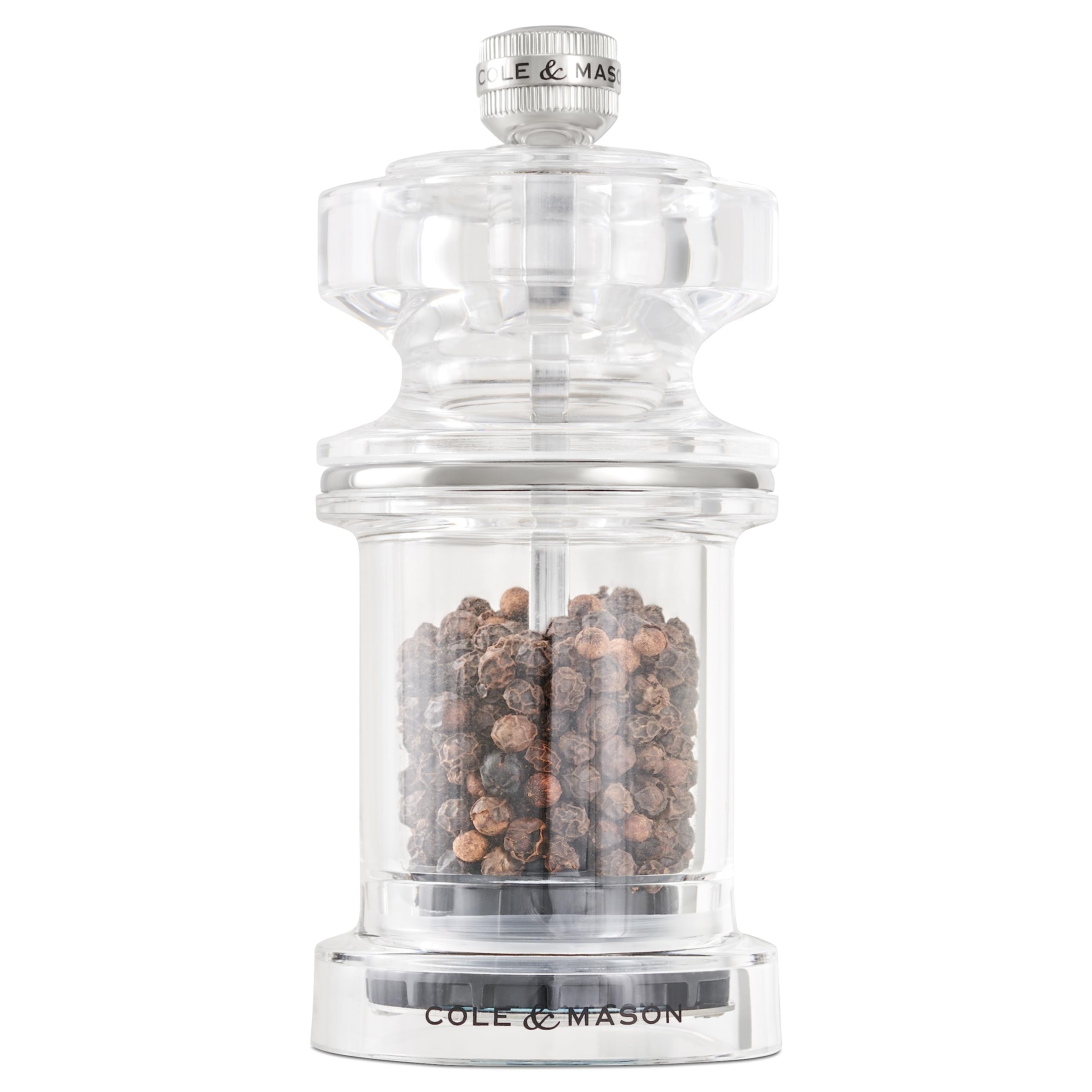 Cole & Mason 675 Refillable Spice Mill - Kitchen & Home Accessory - Table Pepper Grinder - Peppercorn Included - Acrylic - Peppe