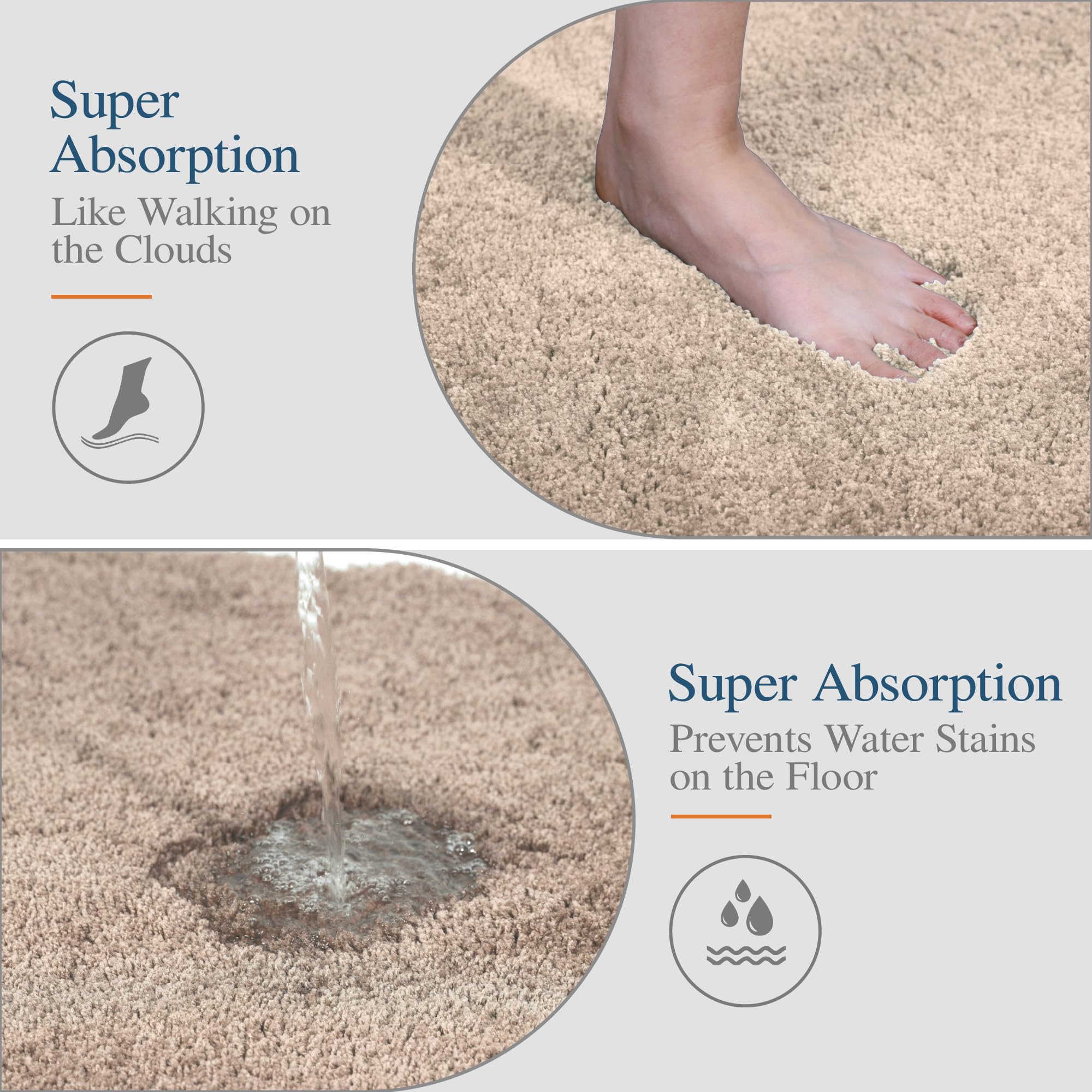 Walensee Large Bathroom Rug (24 X 48, Beige) Extra Soft And Absorbent Shaggy Bathroom Mat Machine Washable Microfiber Bath Mat F