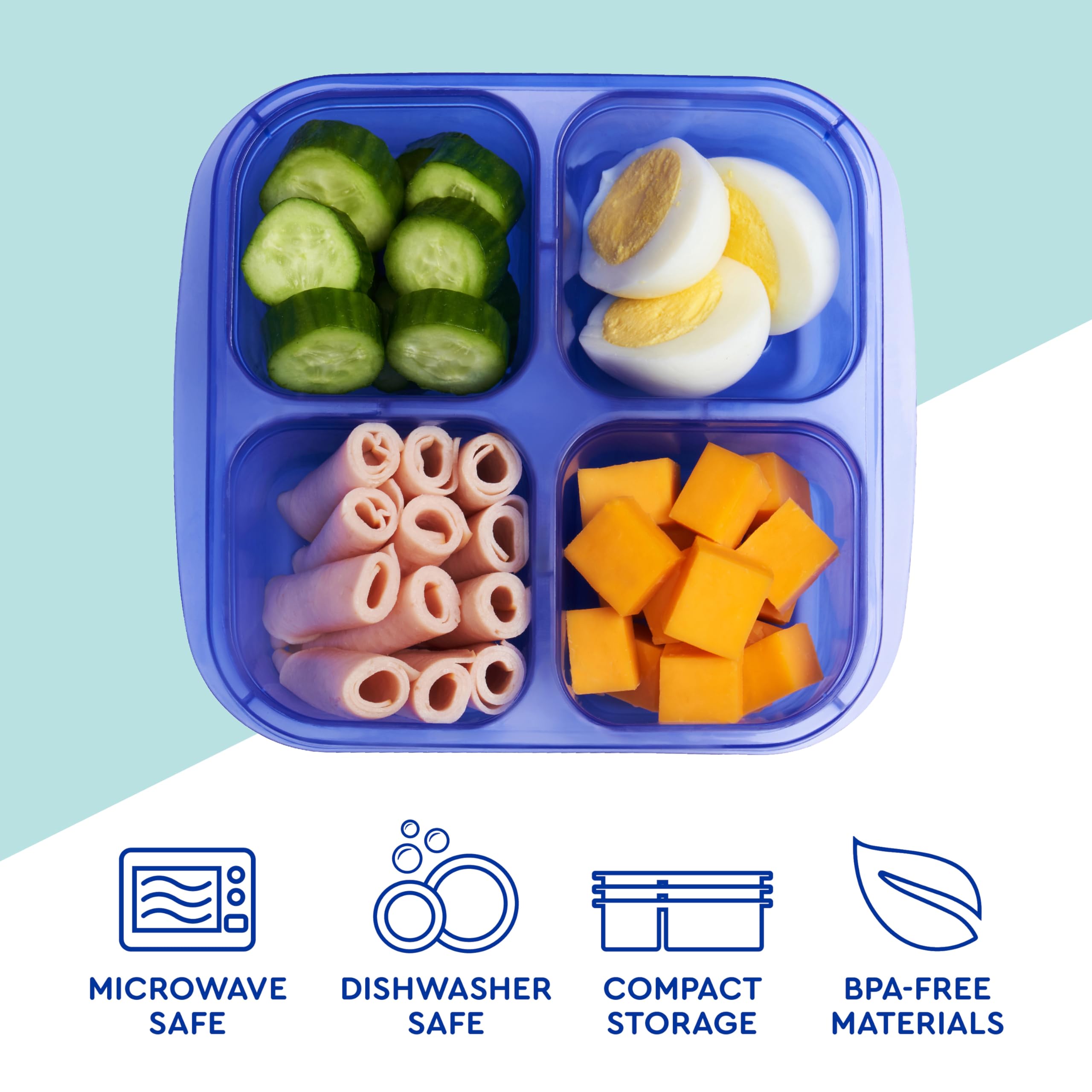 Easylunchboxes - Original Stackable Snack Boxes - Reusable 4-Compartment Bento Snack Containers For Kids And Adults, Bpa-Free An