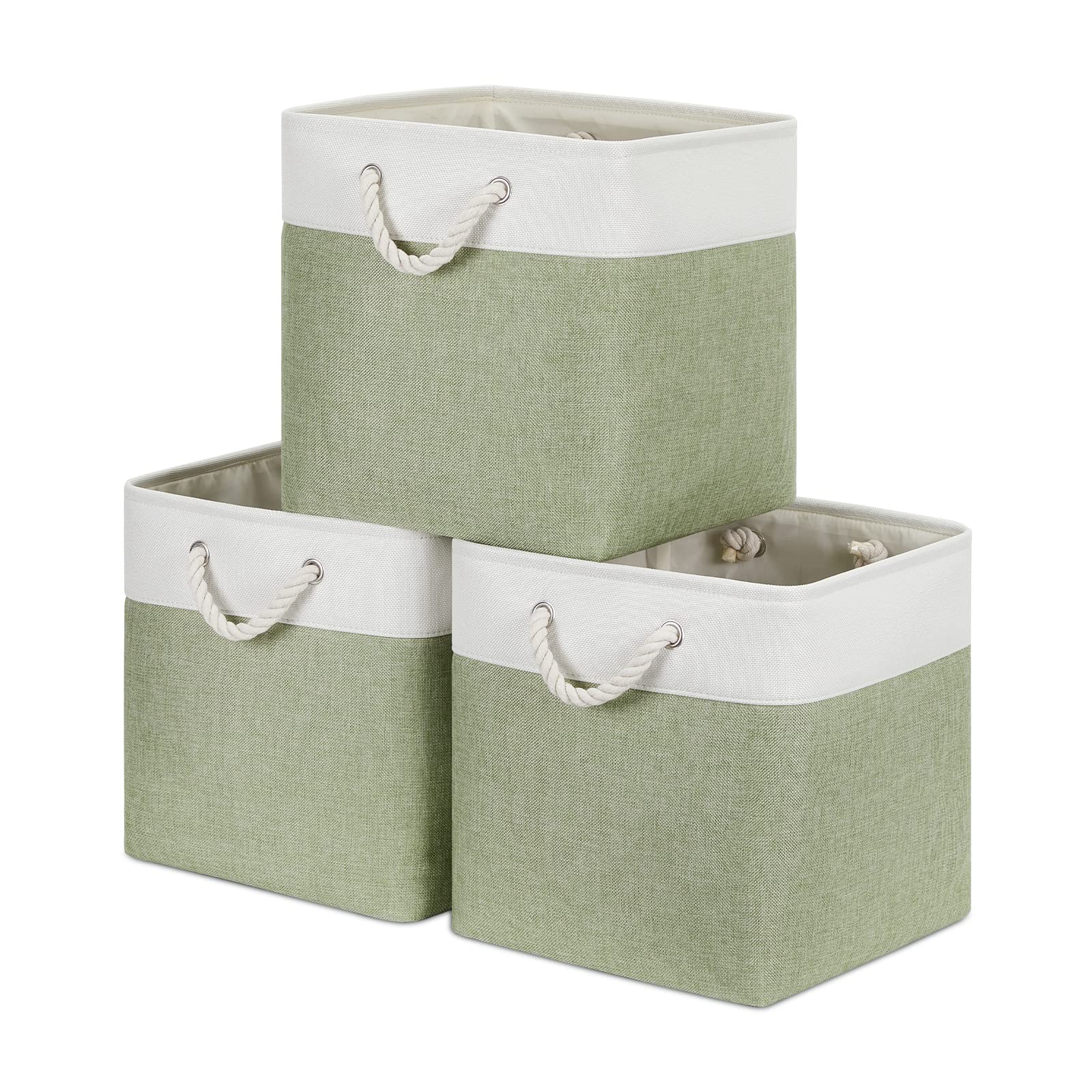Bidtakay Cubby Storage Bins Set Of 3 Fabric Baskets For Shelves Closet Drawer Organizer Storage Cubes 13X13 Collapsible Organiza