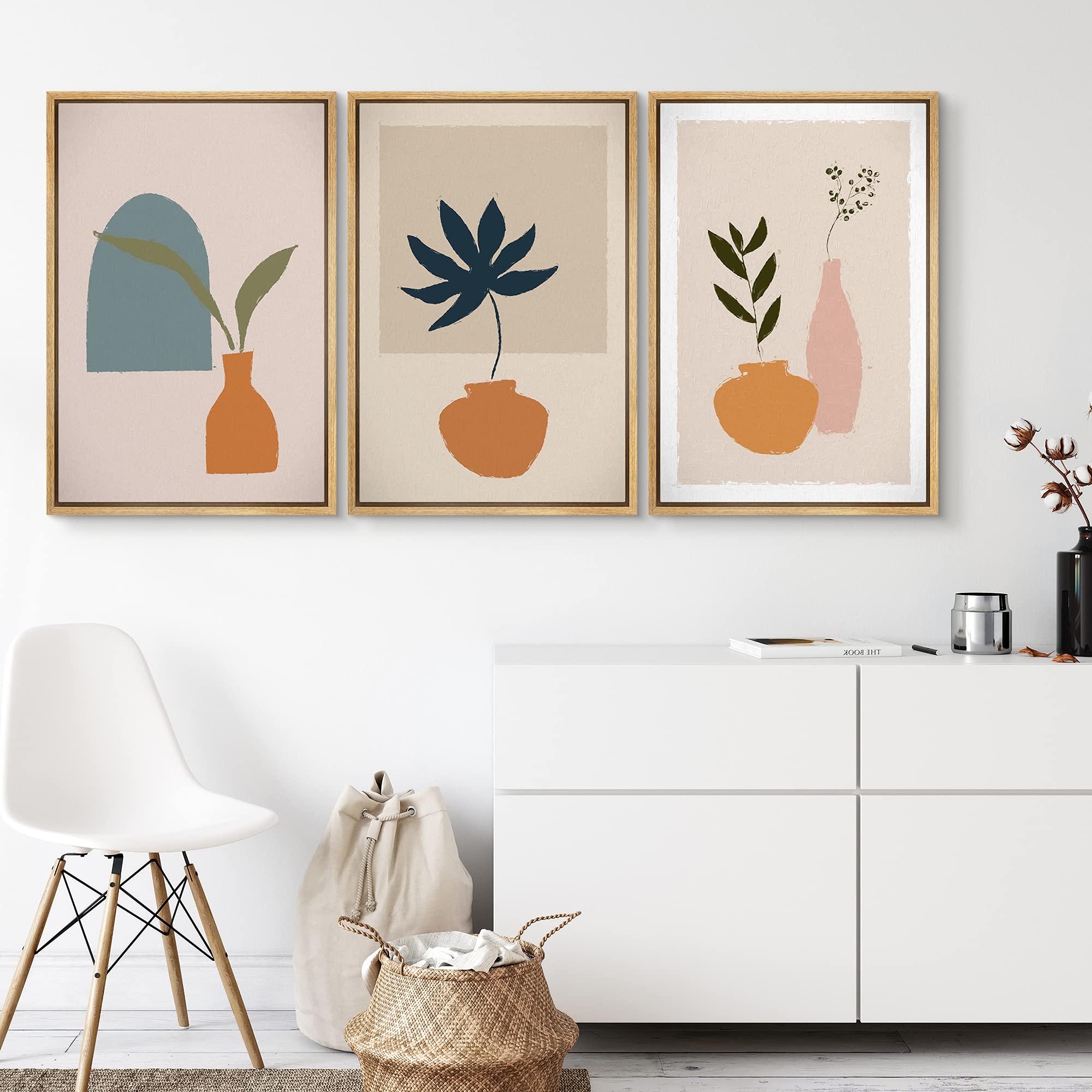 Signwin 3 Piece Framed Canvas Wall Art Illustration Canvas Prints Home Artwork Decoration For Living Room,Bedroom - 24''X36''X3