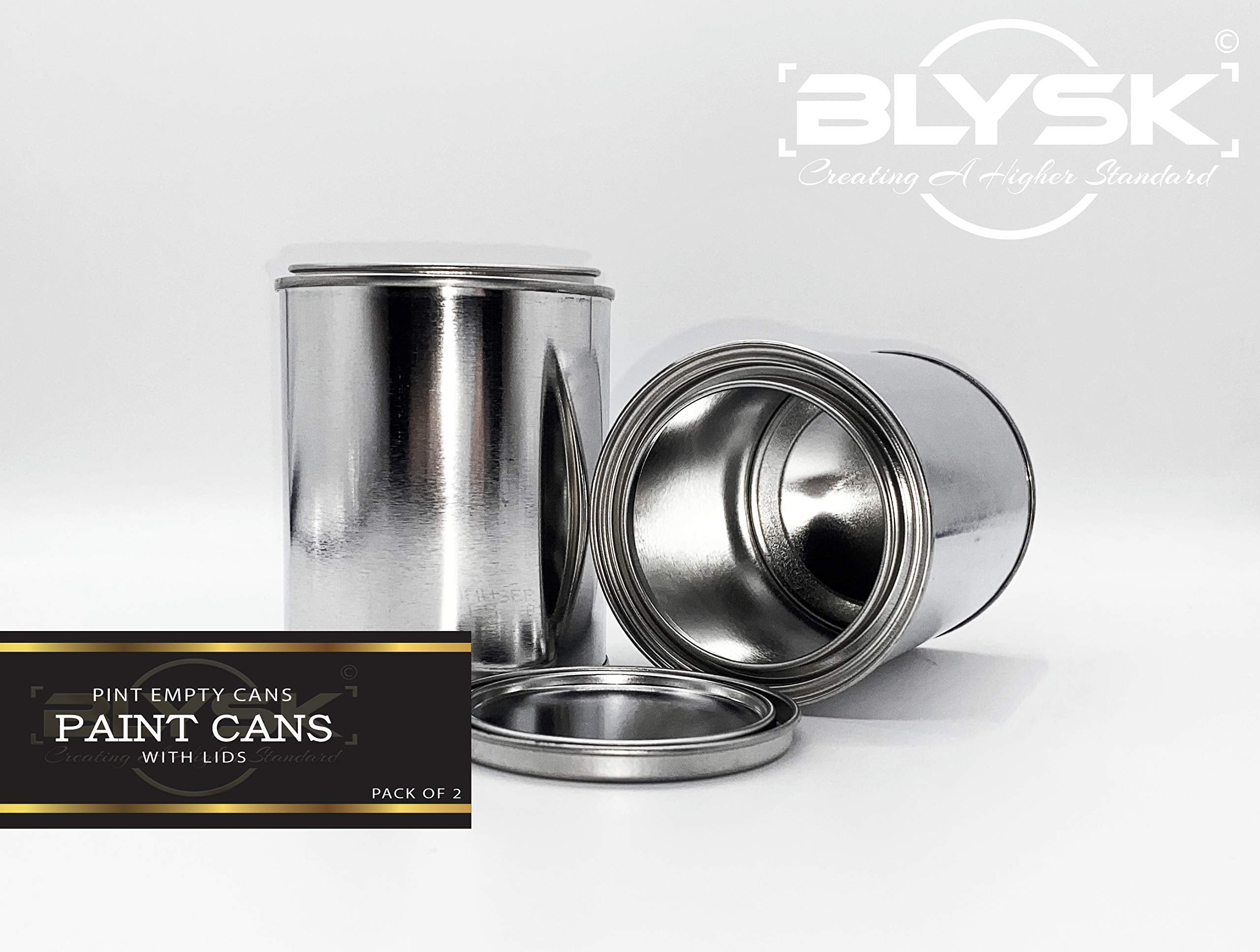 Blysk Empty Metal Paint Cans With Lids, (Pint Size, 8 Pack) Empty Pint Paint Can Storage, Unlined Multipurpose Storage For Arts