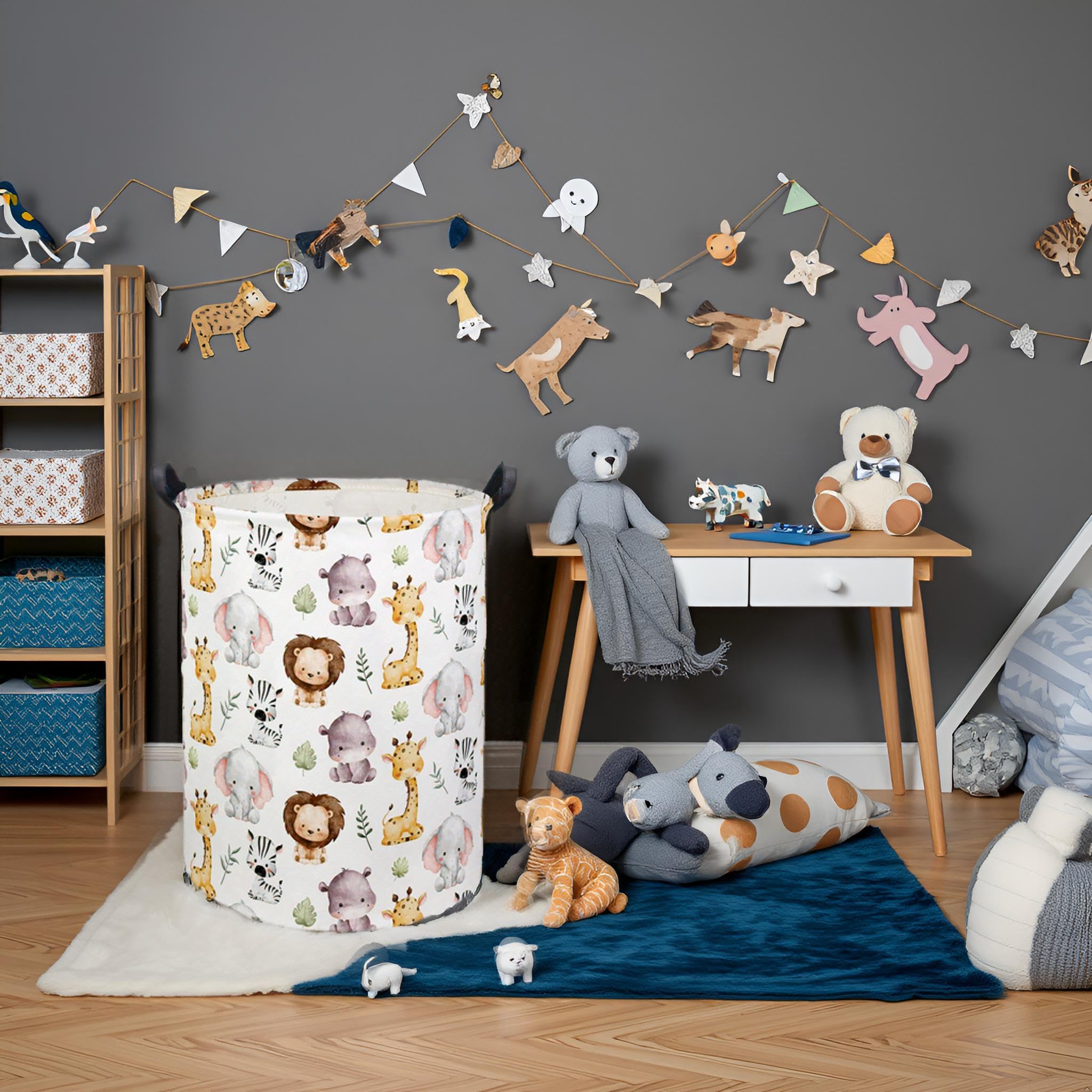 Tibaolover Animal Baby Laundry Basket Kids Hamper Animal Toy Storage Bin For Boys Room Decor Baby Nursery Hamper Gift Baskets Fo