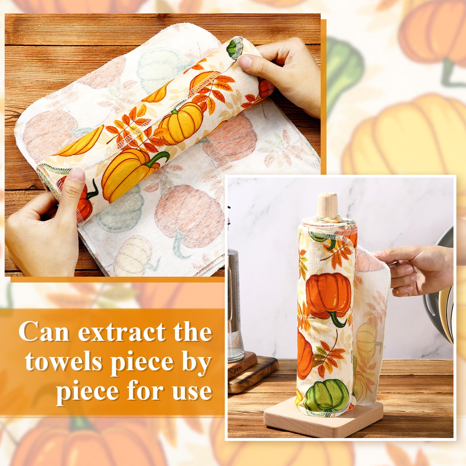 Redbaker 50 Pcs Reusable Paper Towels Paperless Reusable Cotton Cloths Toilet Absorbent Washable Paper Towels with Roll Kitchen