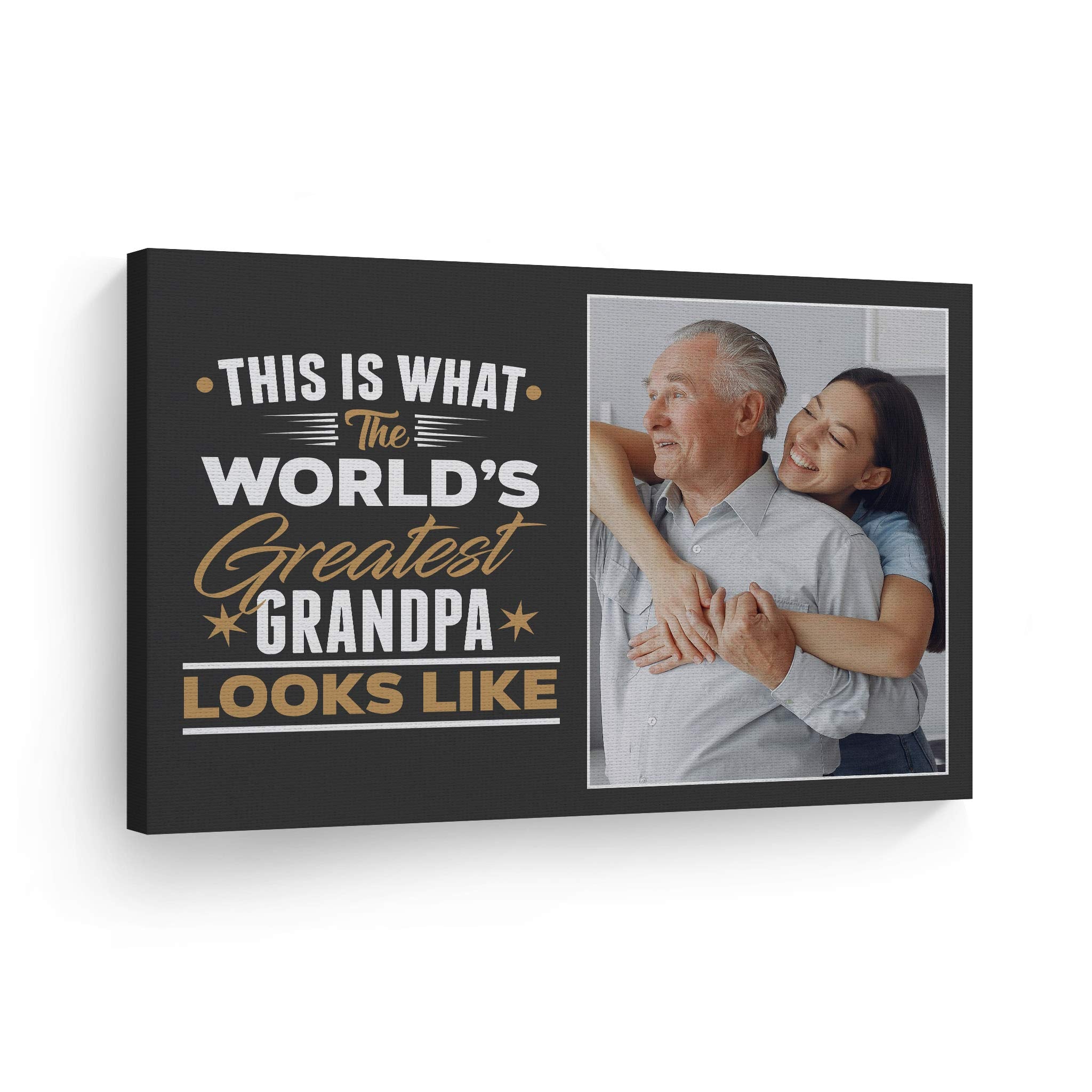 Smile Art Design Custom Photo Print Canvas Print With Your Photo Personalized Photo The World'S Greatest Grandpa Quote Personali