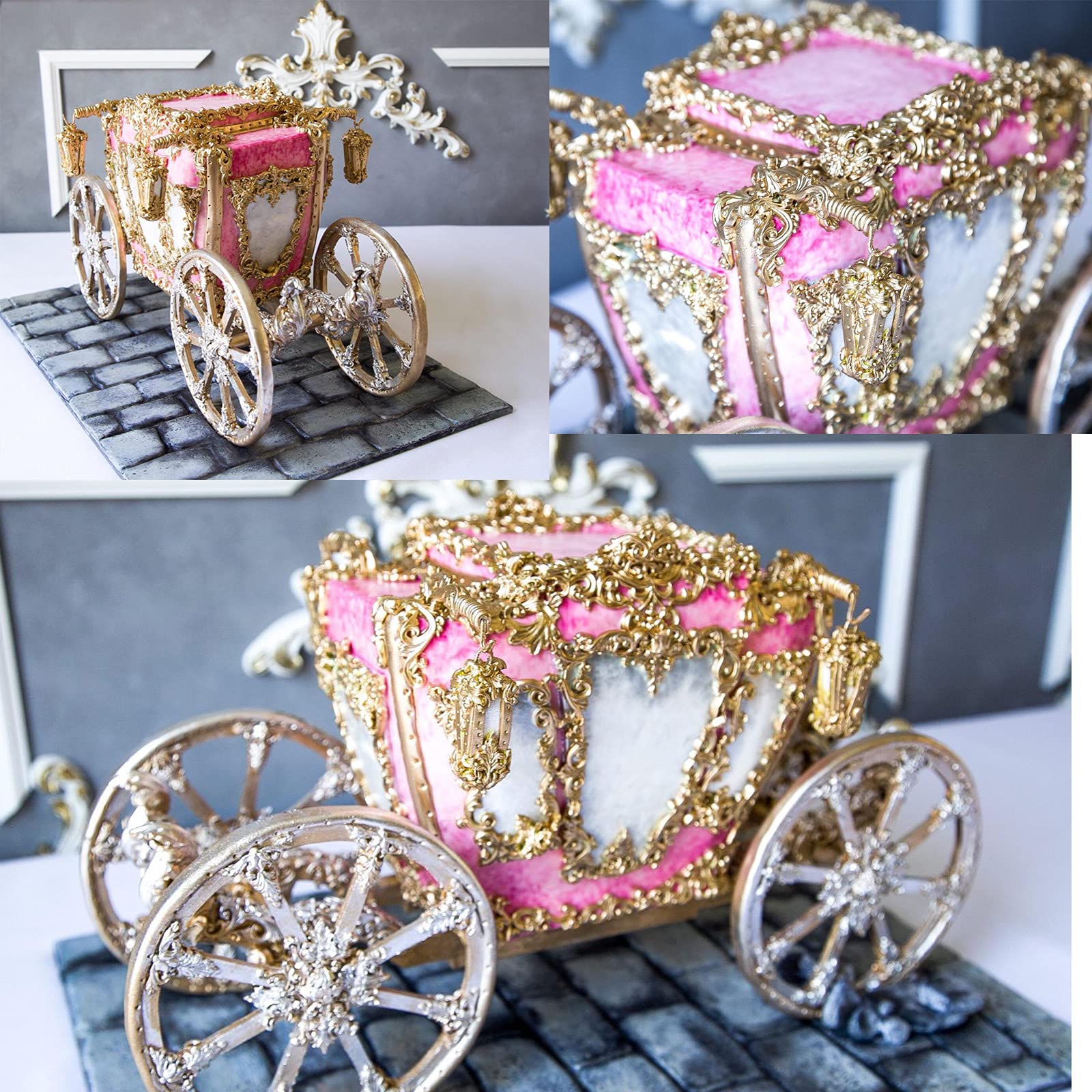 (Set Of 6) Baroque Fondant Molds For Cake Decorating Curlicues Scroll Lace Border Candy Silicone Mold For Sugarcraft, Cupcake To