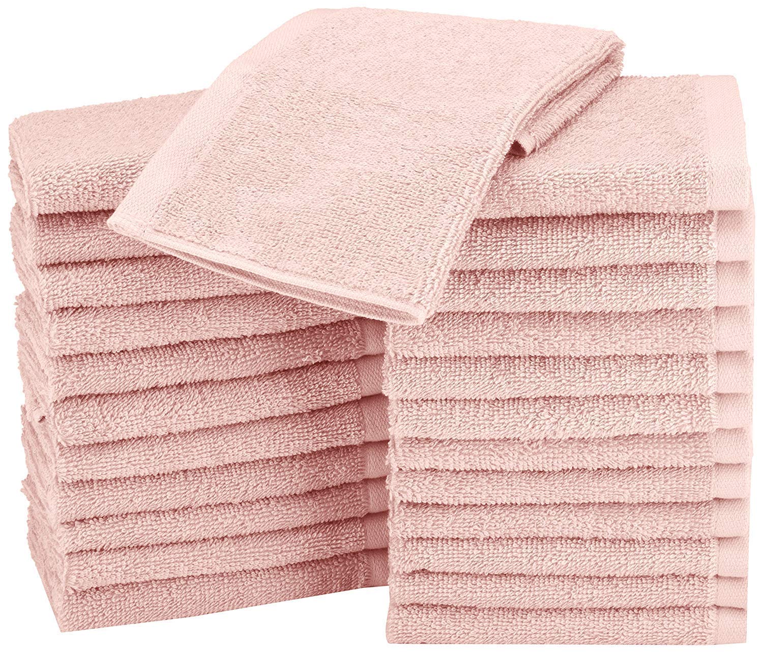 Amazon Basics Fast Drying, Extra Absorbent, Terry Cotton Washcloth, 12 X 12 Inch, Ice Blue - Pack Of 24
