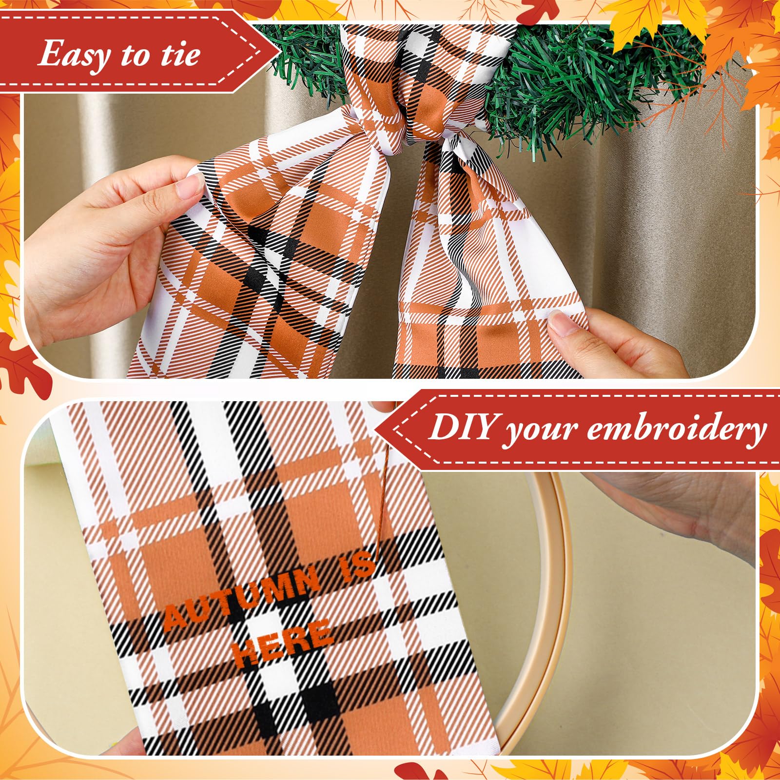 VitalCozy Wreath Sash for Front Door Wreath Satin Sash for Embroidery Monogram Garland Ribbon Accessories Xmas Party Yard Doorwa