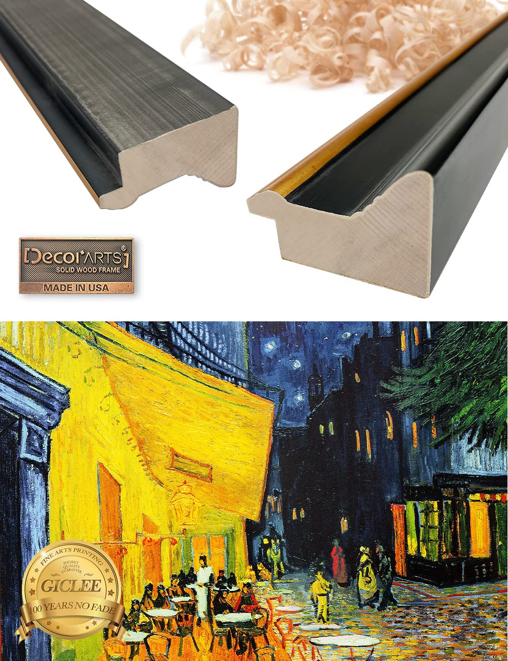 Decorarts - Cafe Terrace At Night By Vincent Van Gogh. Giclee Print Art Reproduction With Matching Solid Wood Frame In Classical
