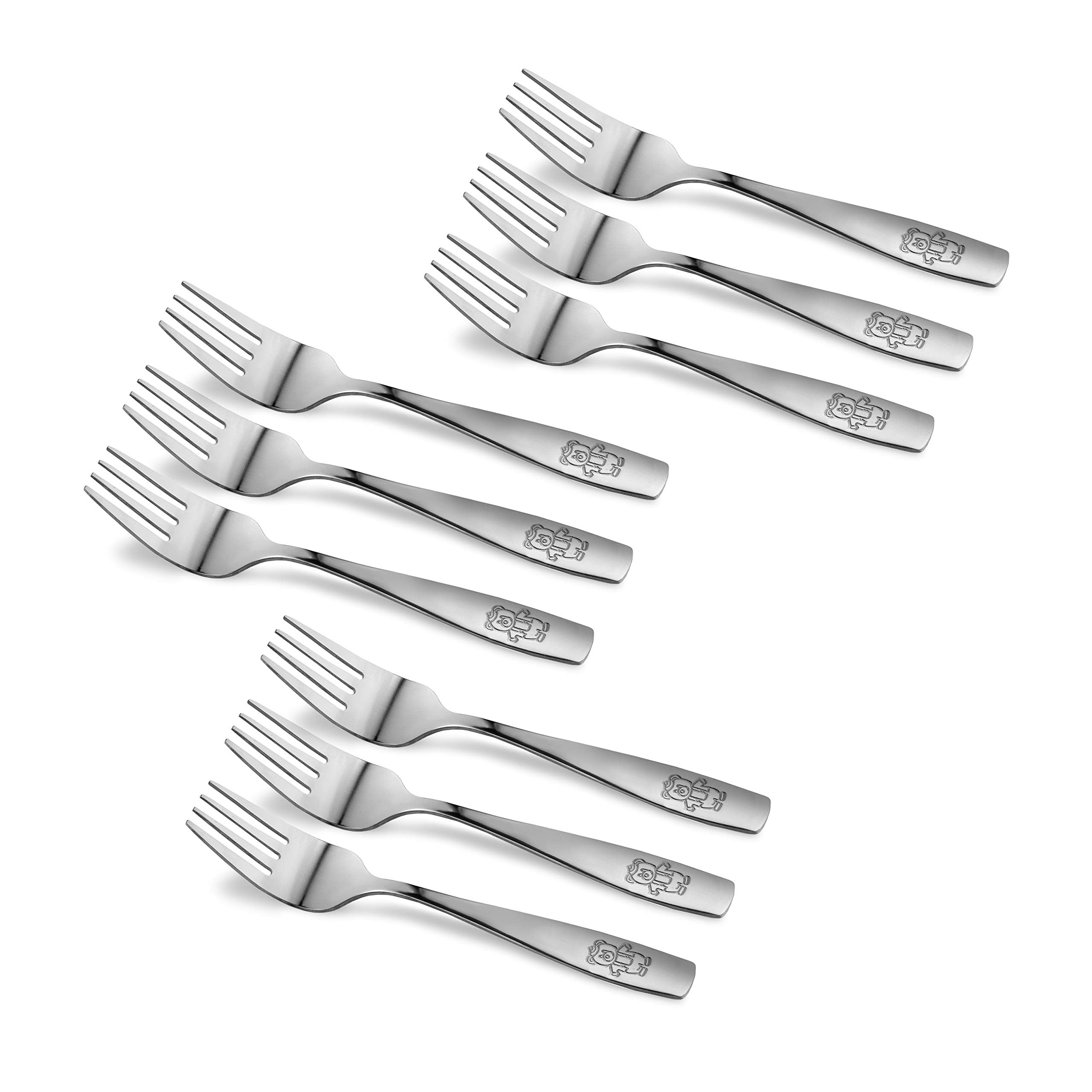 9 Piece Stainless Steel Kids Forks, Kids Cutlery, Child And Toddler Safe Flatware, Kids Silverware, Kids Utensil Set, Includes A