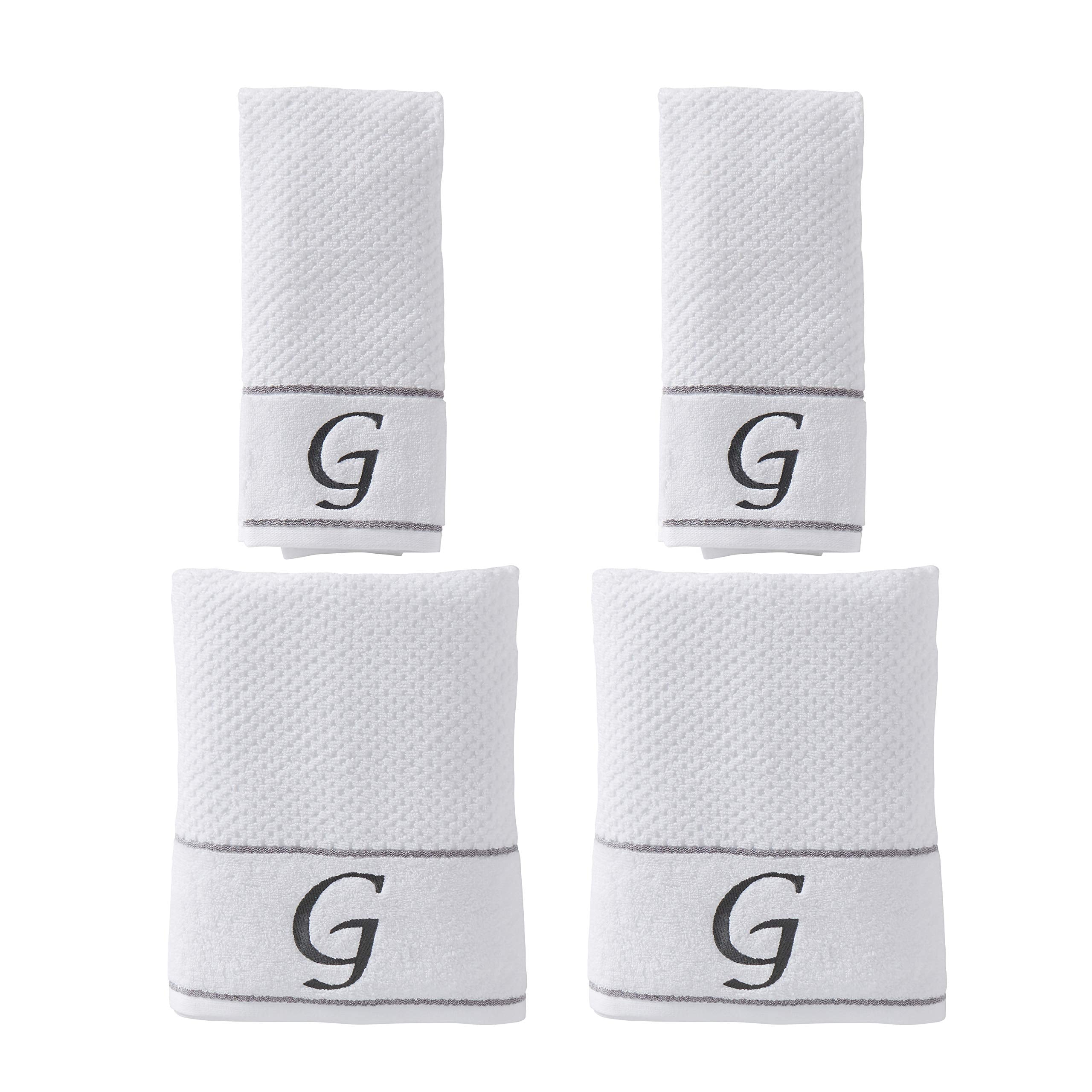 SKL Home by Saturday Knight Ltd. Monogram ''G'' Bath and Hand Towel Set  White  4-pack