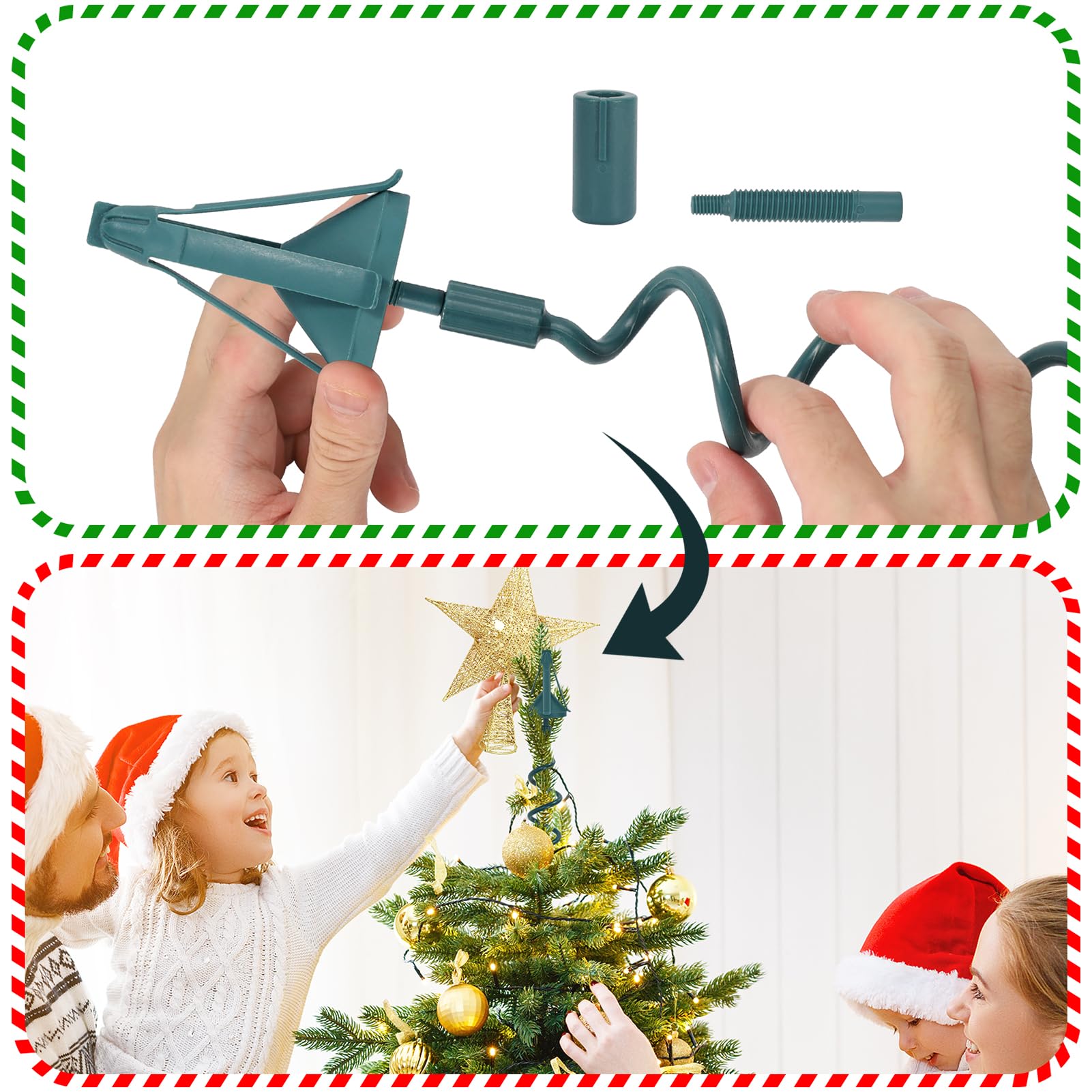 Christmas Tree Topper Holder Twist on Universal Tree Topper Stabilizer with Adjustable Attachment,Christmas Tree Topper Adapter