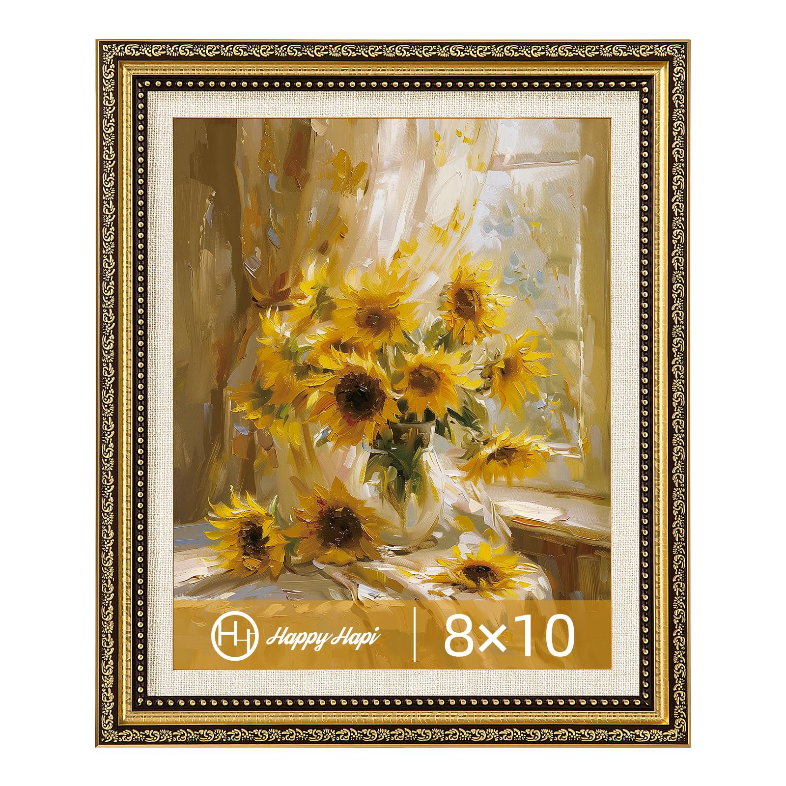 HappyHapi 8x10 Picture Frame Gold, Vintage Picture Frames for Wall or Tabletop Display, Antique Photo Frame for Wall D  corRetro