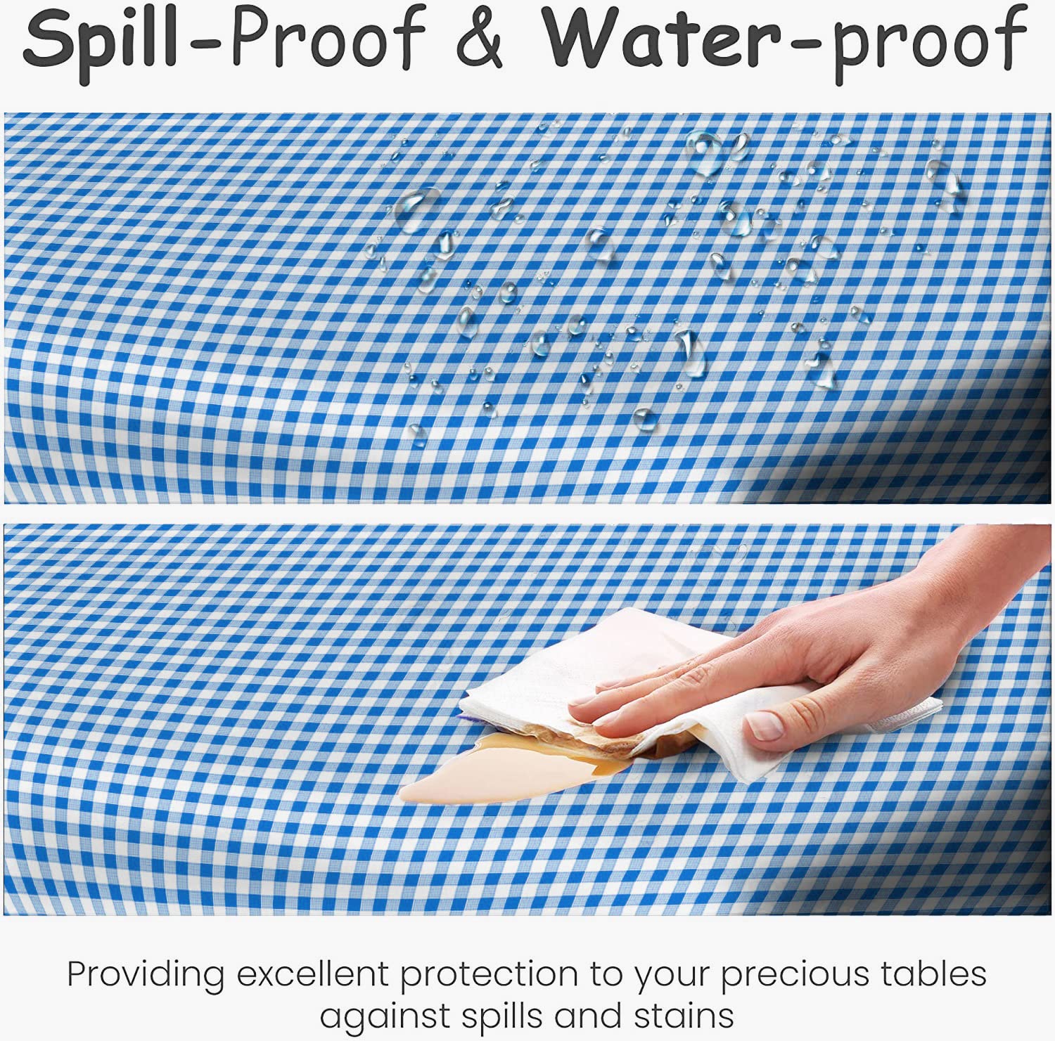 Hsgus 14 Pack Plastic Blue Premium Gingham Checkered Picnic Tablecloth 54X108 In. Rectangle Disposable Table Covers - Disposable