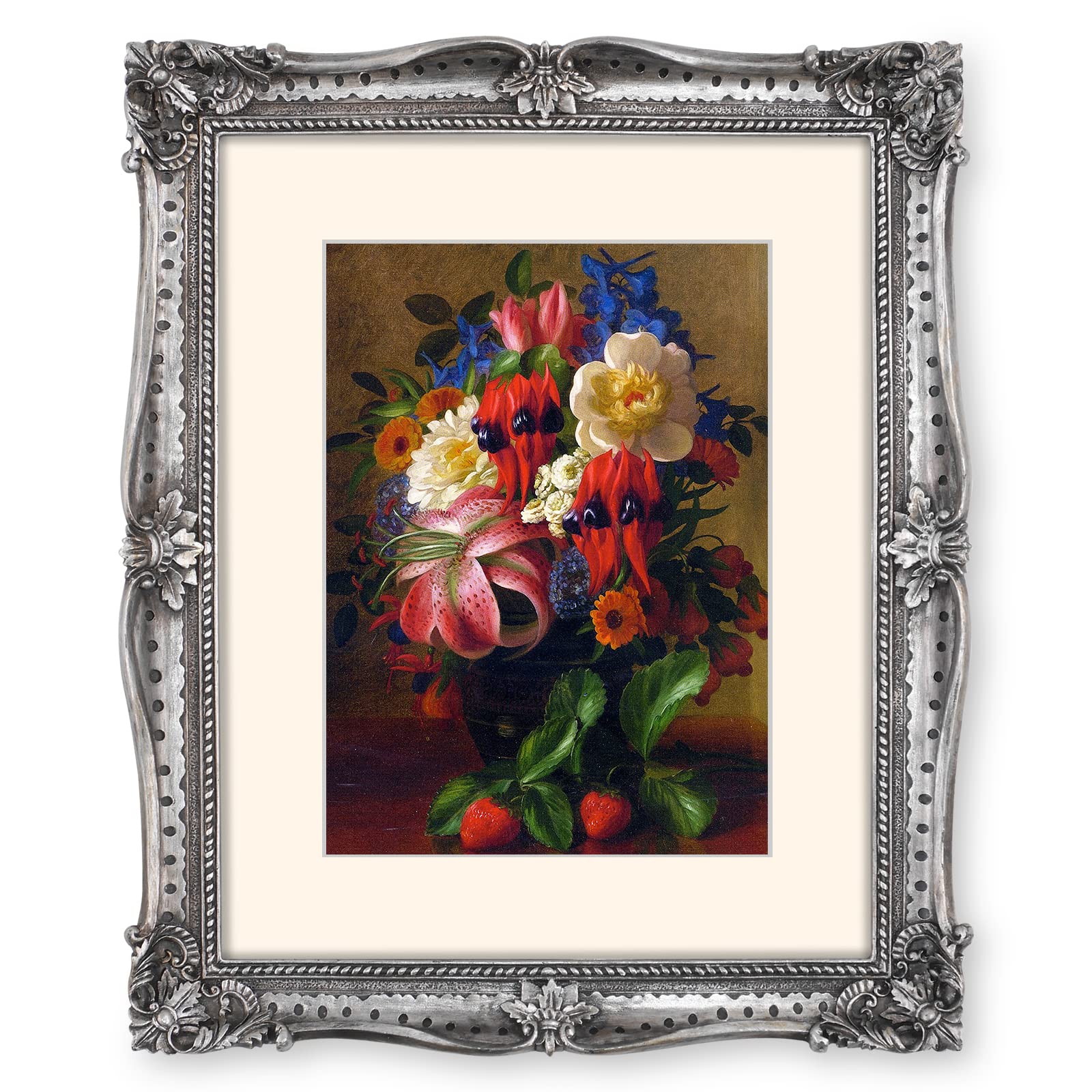 SIMONS SHOP 8x10 Picture Frame with Mat for 5x7 Image, Silver Photo Frames for Wall and Tabletop Display, Vintage Inspired Home