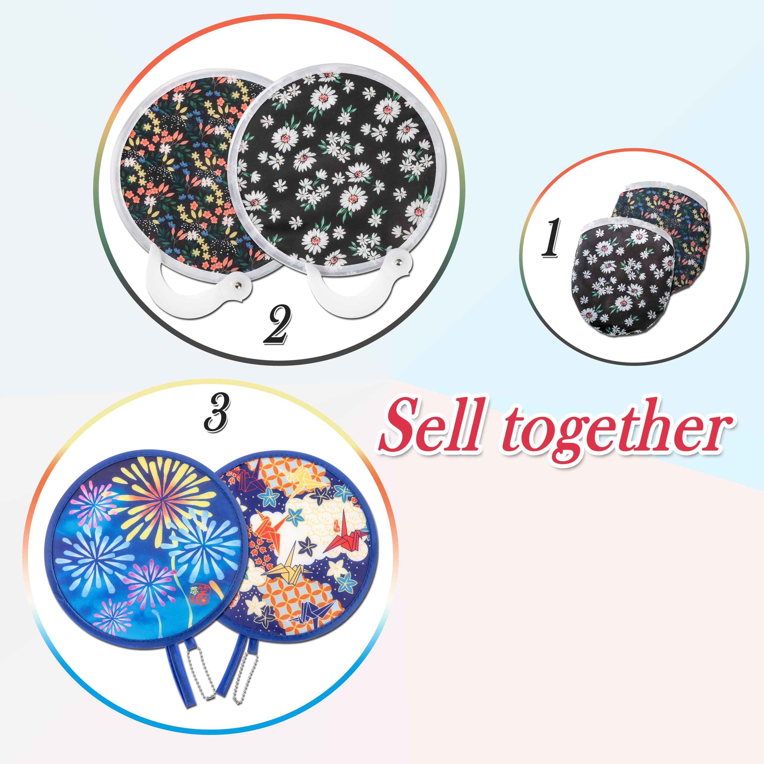 Salutto Round Foldable Hand Fan Japanese Folding Fan Round For Women Daily Use Festival Wedding Party Favors Outdoor Games Party