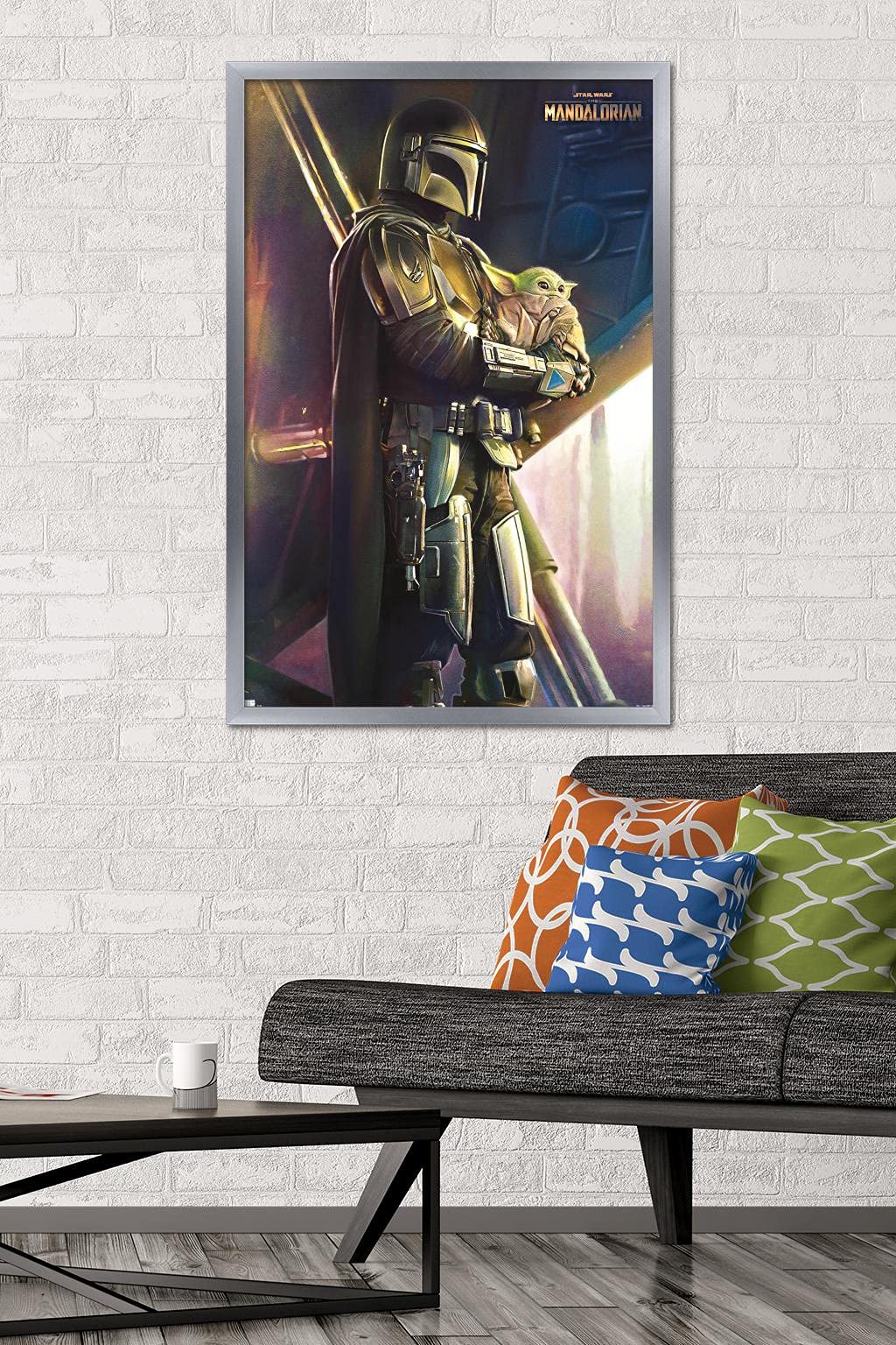 Trends International Star Wars: The Mandalorian - Held Wall Poster, 22.375'' X 34'', Silver Framed Version