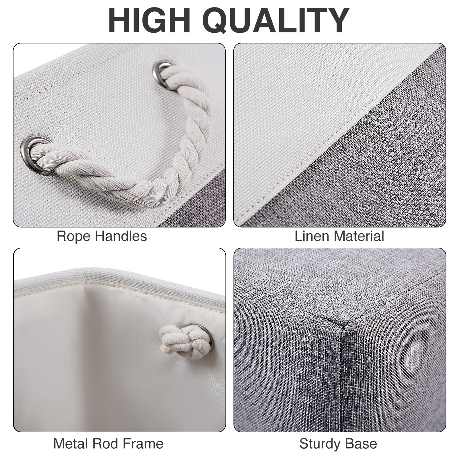 Oterri 6 Pack Foldable Storage Cubes  13x13 Inch Fabric Bins  Decorative Storage Baskets for Home  Shelves  Nursery Organizers  Grey/White
