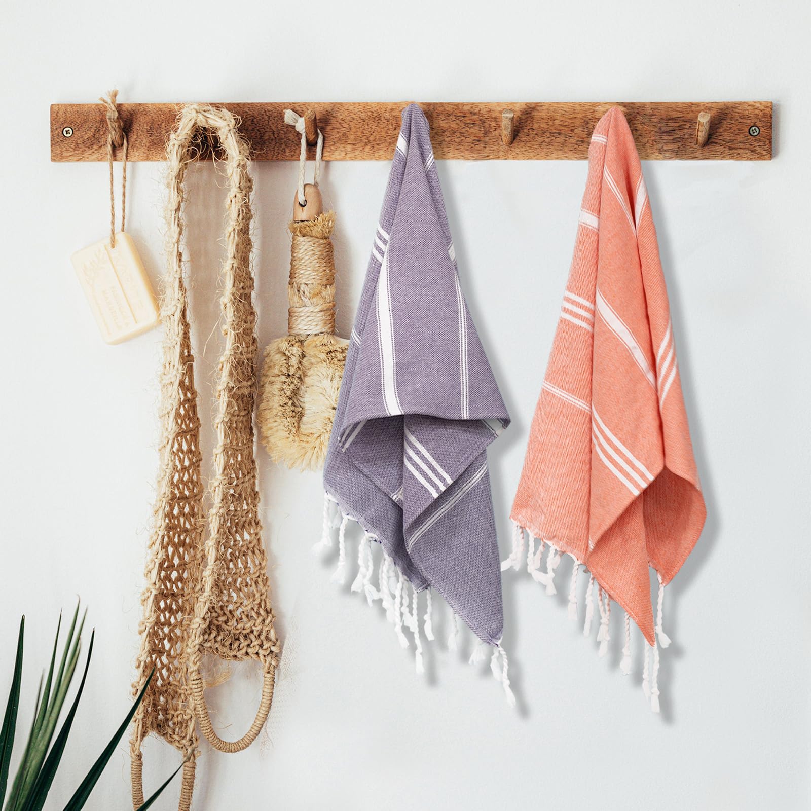 Cabanana Cotton Turkish Hand Towel - Set Of 2 | Boho Kitchen Tea Towels, 40 X 16 Inches Thin Decorative Bathroom Towel (Coral)