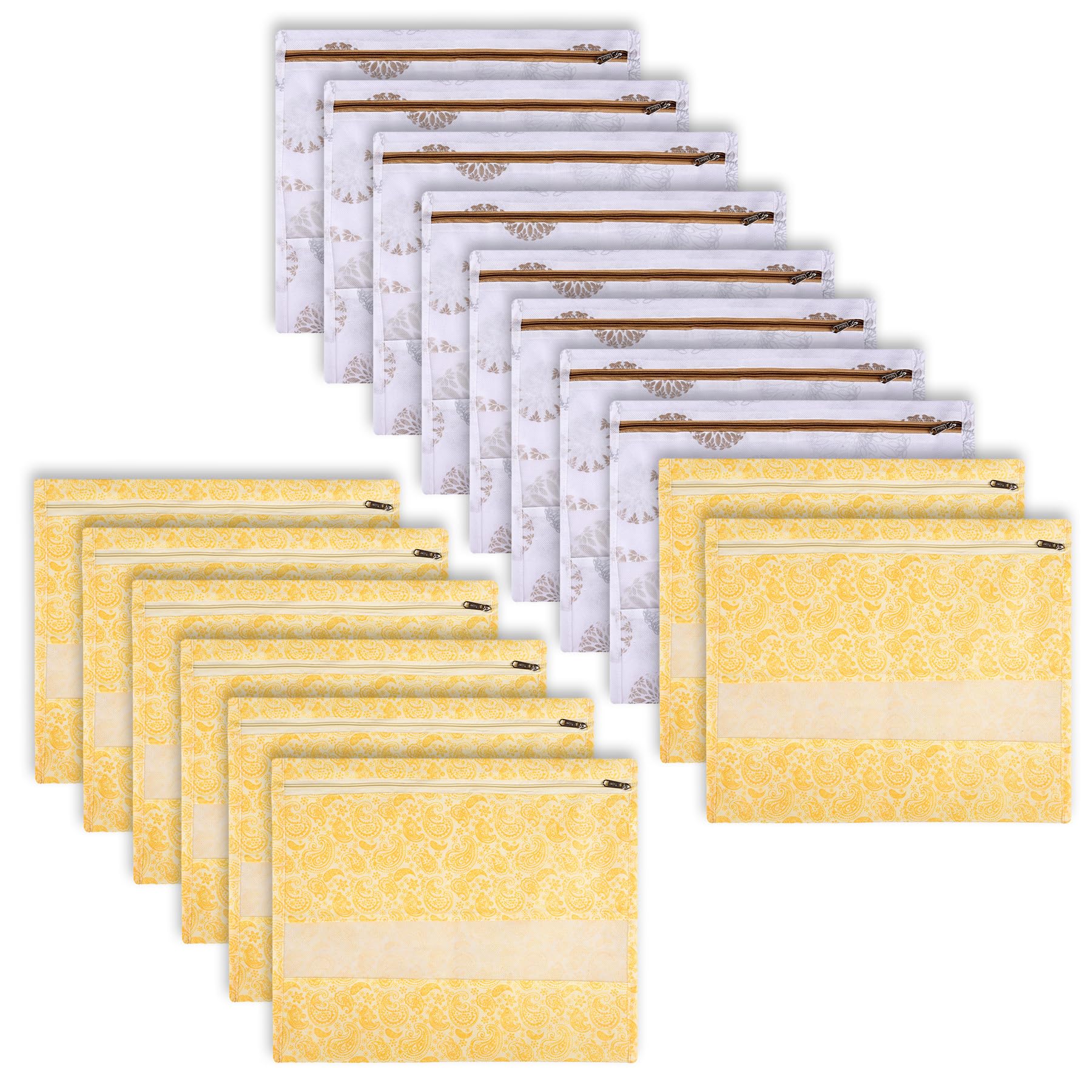 Kuber Industries Pack Of 16 Saree Bags For Storage | NonWoven Wardrobe Organizer | Mesh Window Cloth Storage Set | Single Packi