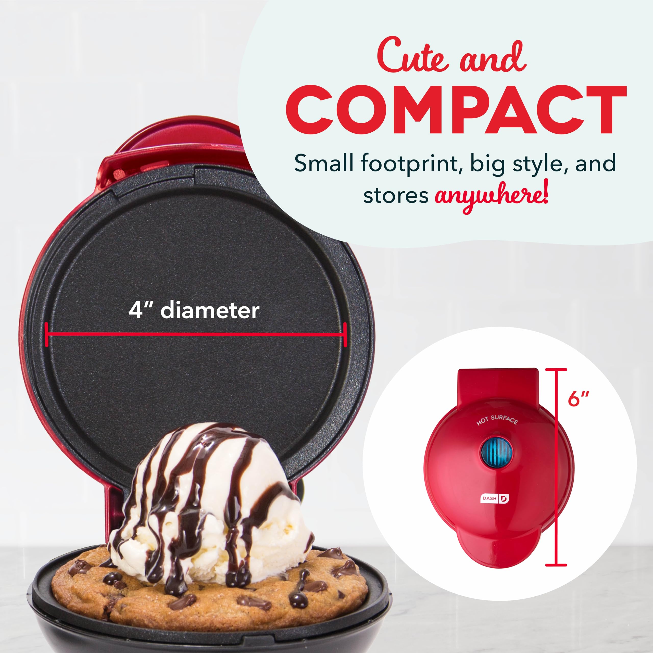 Dash Mini Maker Electric Round Griddle For Individual Pancakes, Cookies, Eggs & Other On The Go Breakfast, Lunch & Snacks With I