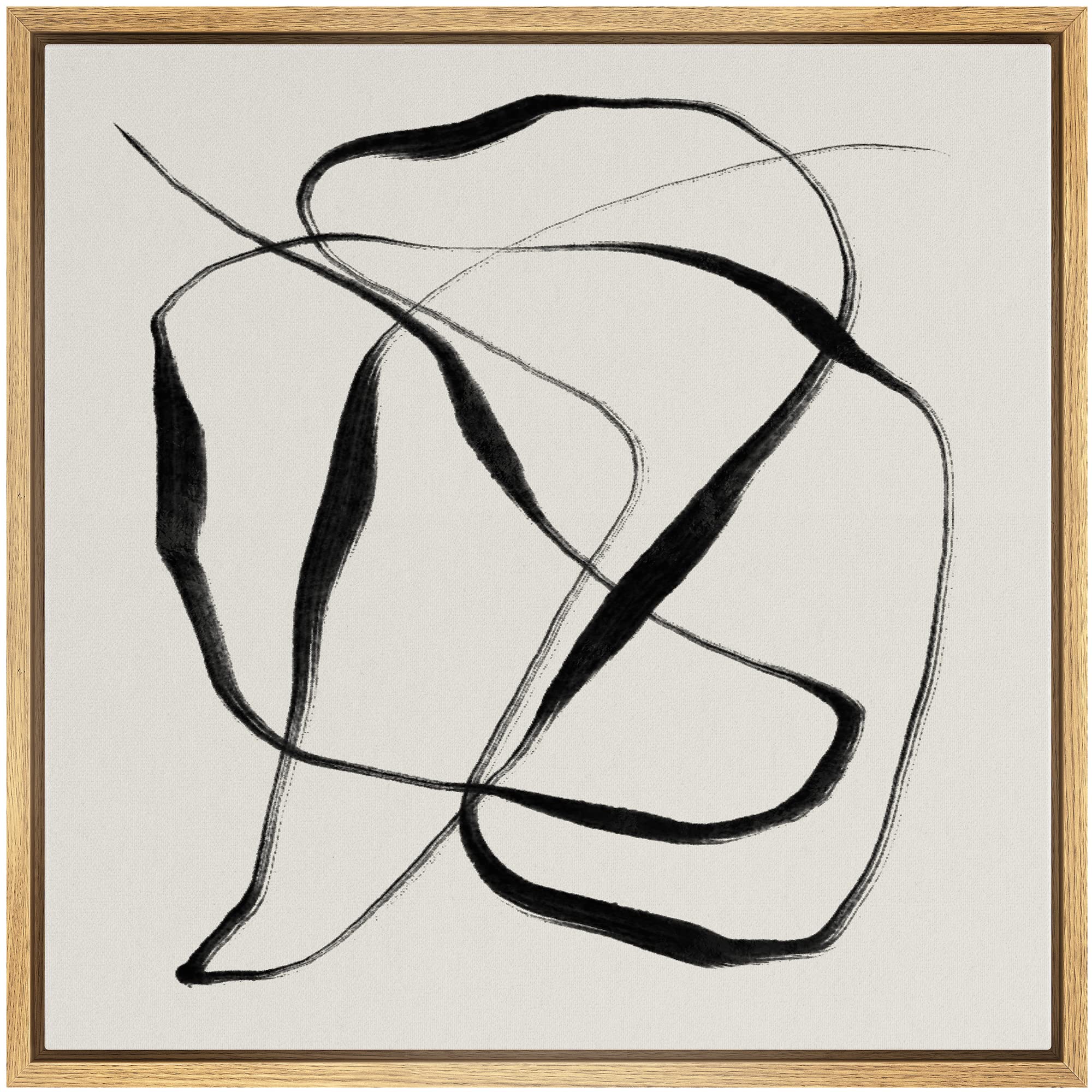 Signwin Framed Canvas Print Wall Art Geometric Paint Stroke Ribbon Collage Abstract Shapes Illustrations Modern Art Decorative C