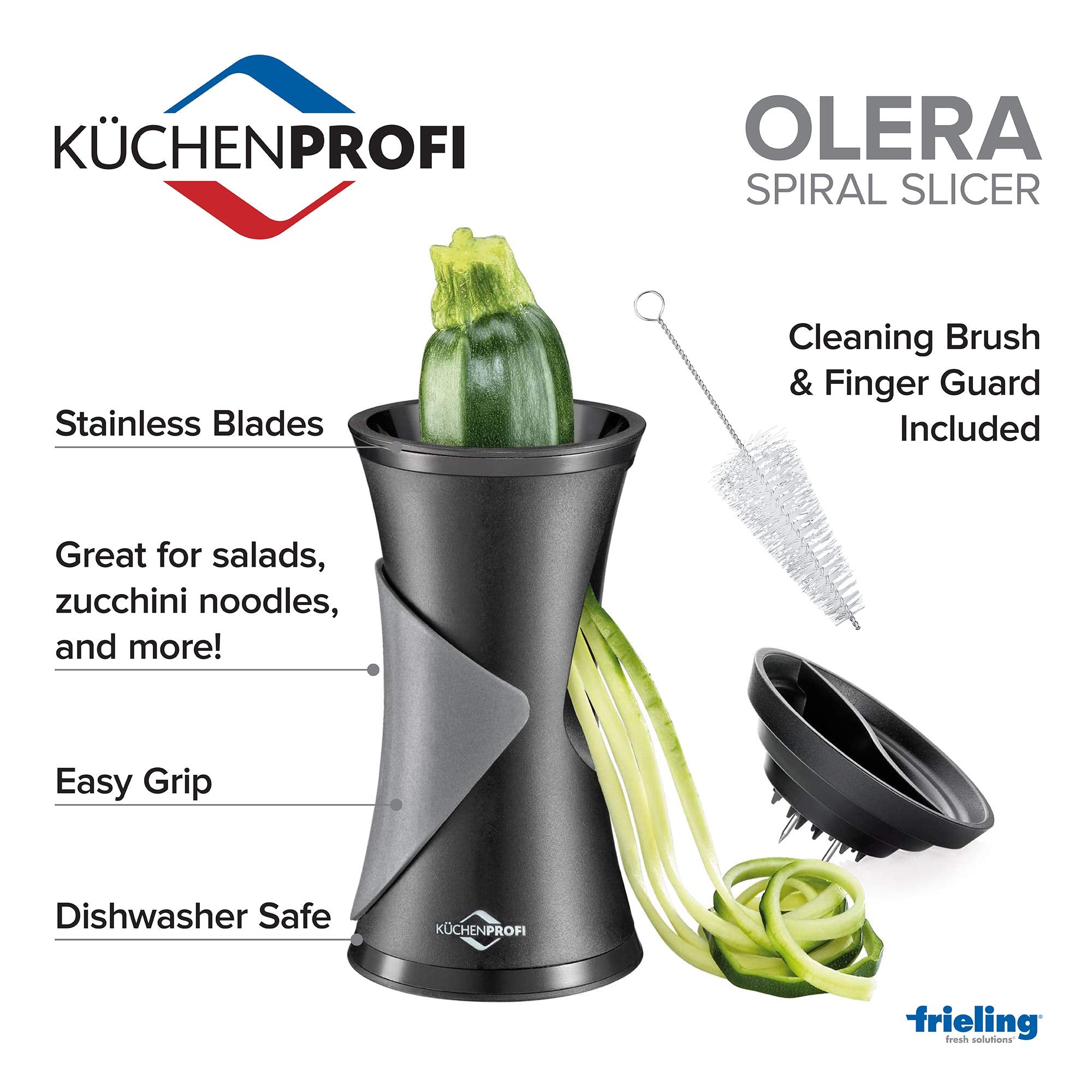 Kchenprofi Olera Spiralizer For Vegetables, 6'' H X 3.5'' Diameter, Black
