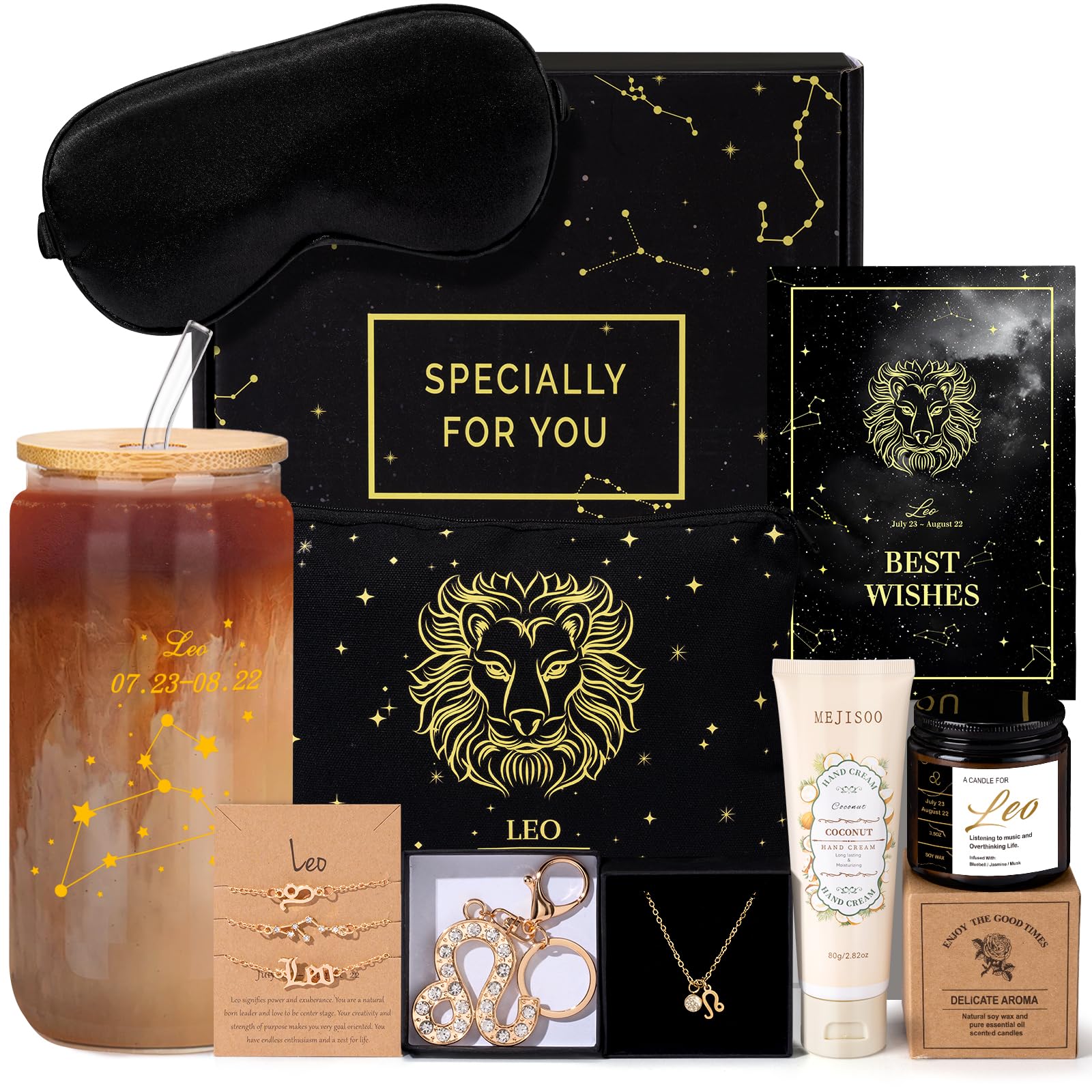 14PCS Leo Birthday Christmas Gifts for Women, Leo Astrology Gifts for Women Set, 12 Zodiac Gifts for Friends Female Friendship, 
